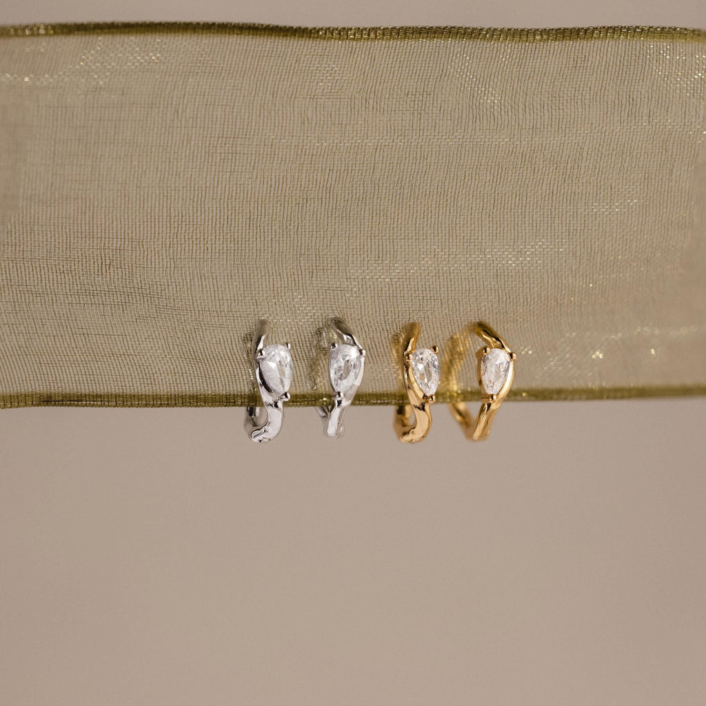 Organic Diamond Teardrop Hoops