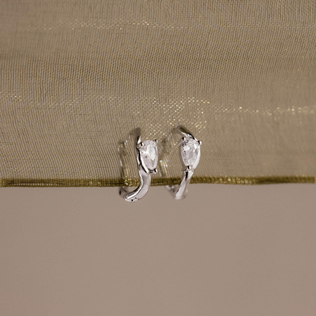 Organic Diamond Teardrop Hoops