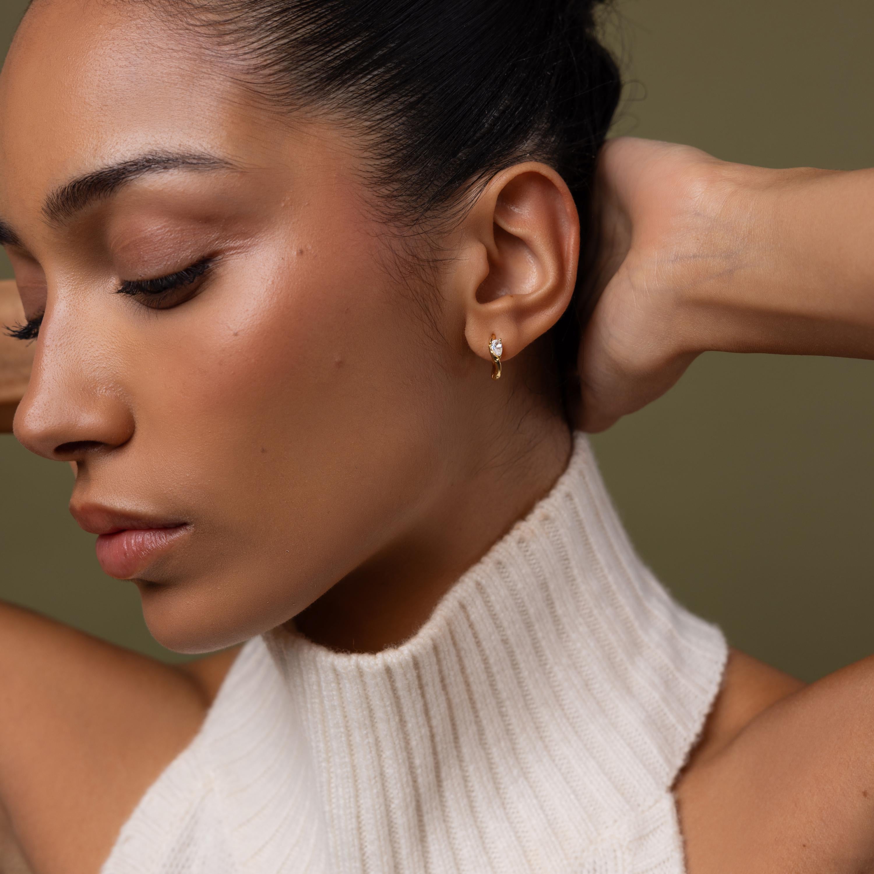 Organic Diamond Teardrop Hoops