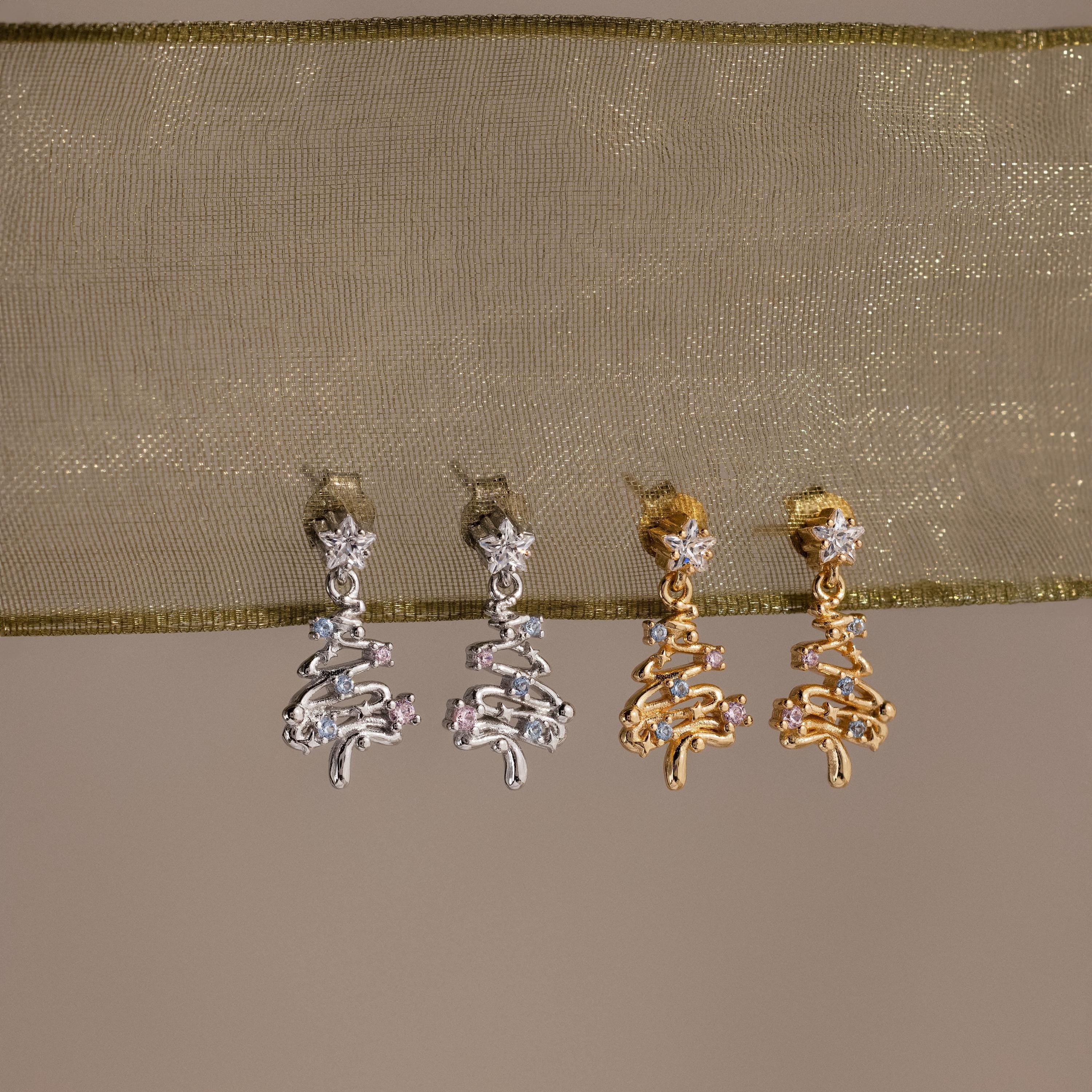 Holiday Diamond Tree Studs