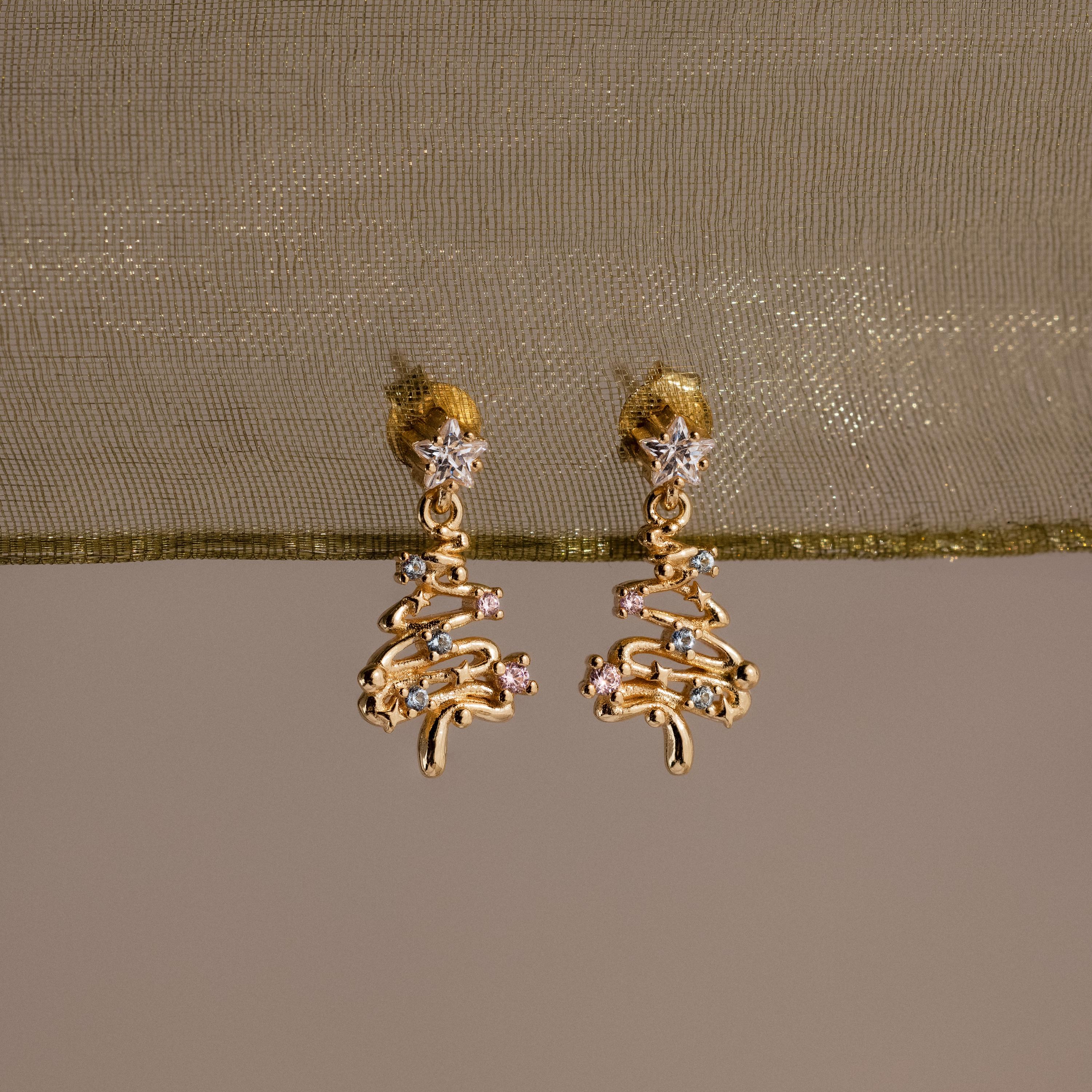 Holiday Diamond Tree Studs