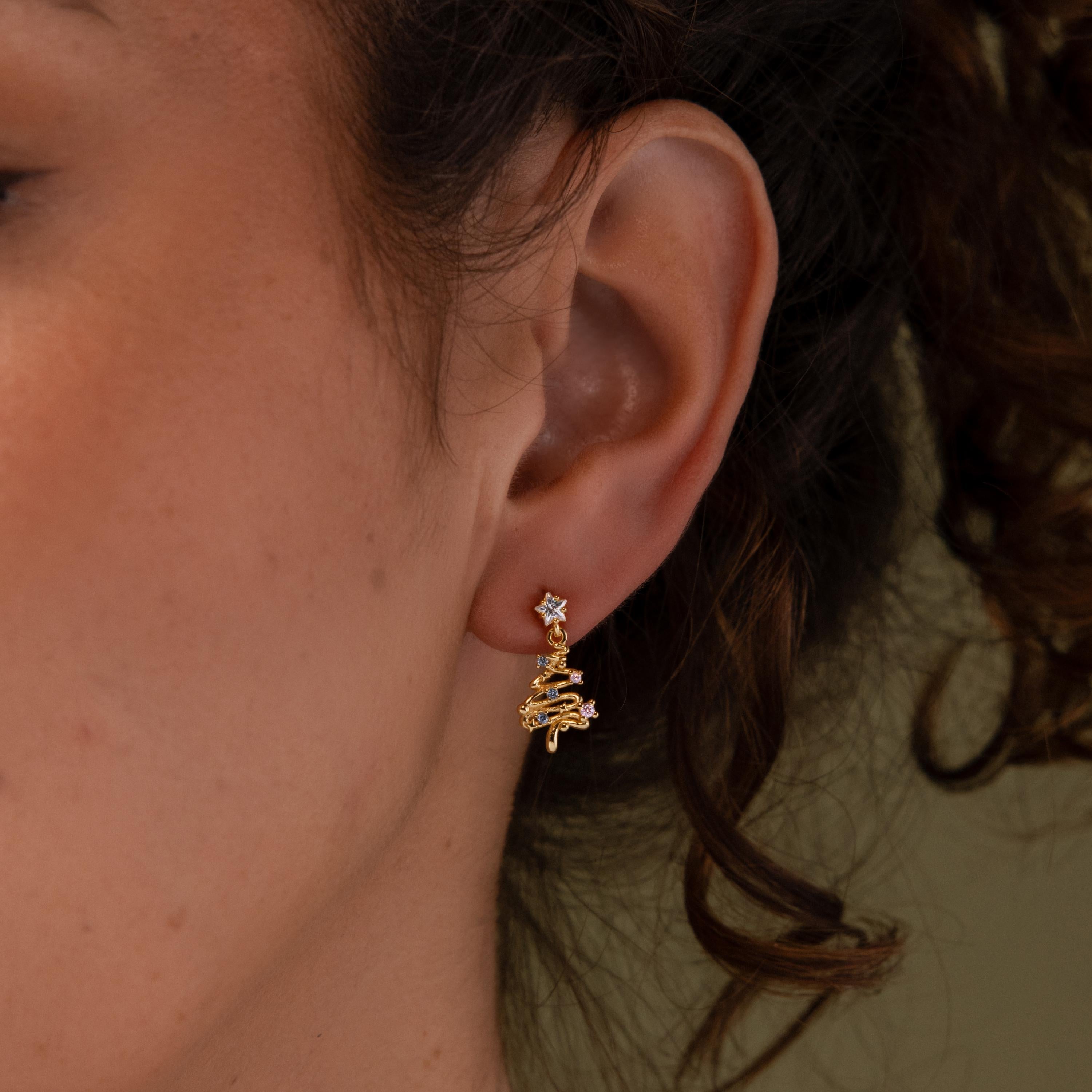 Holiday Diamond Tree Studs