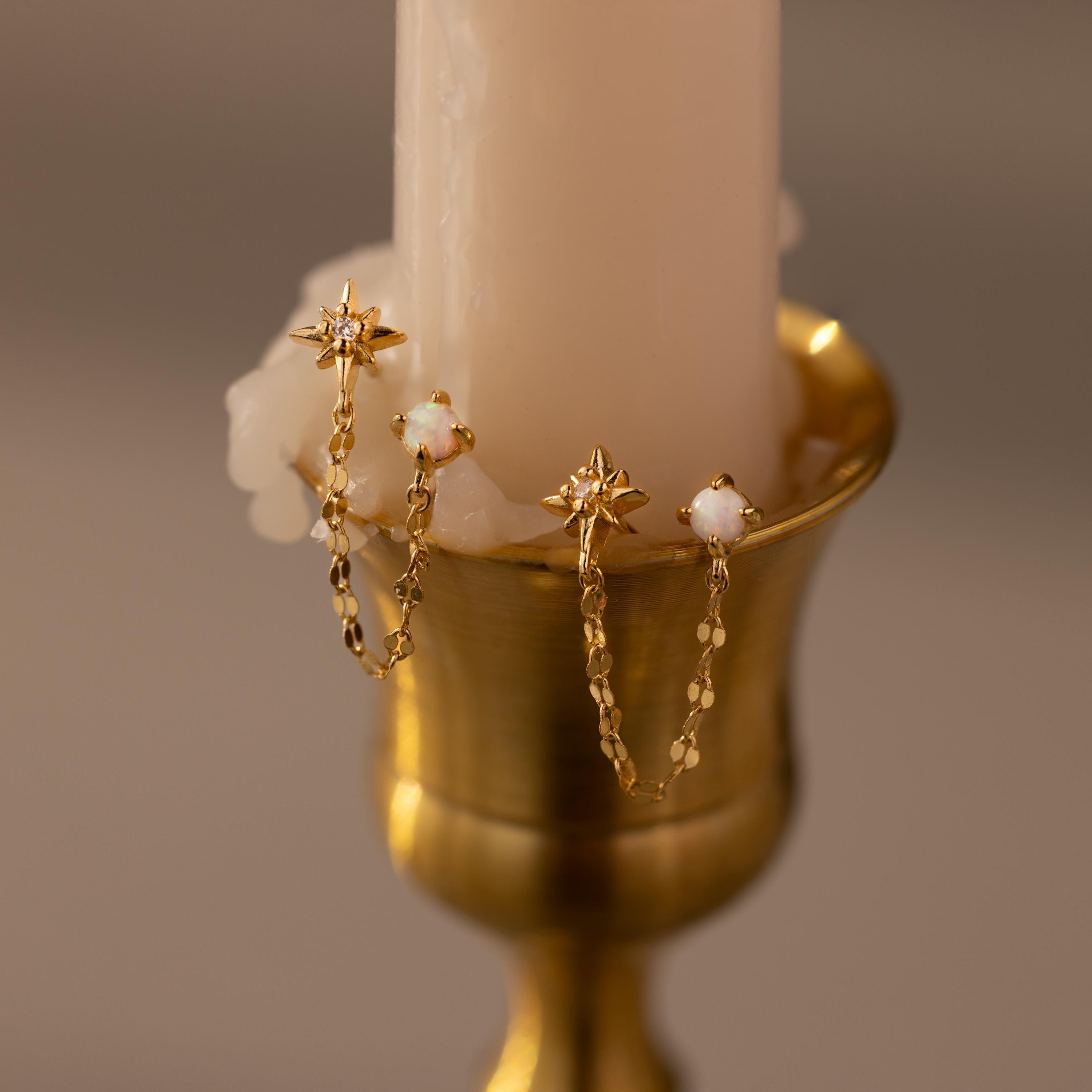Opal & Star Duo Chain Studs
