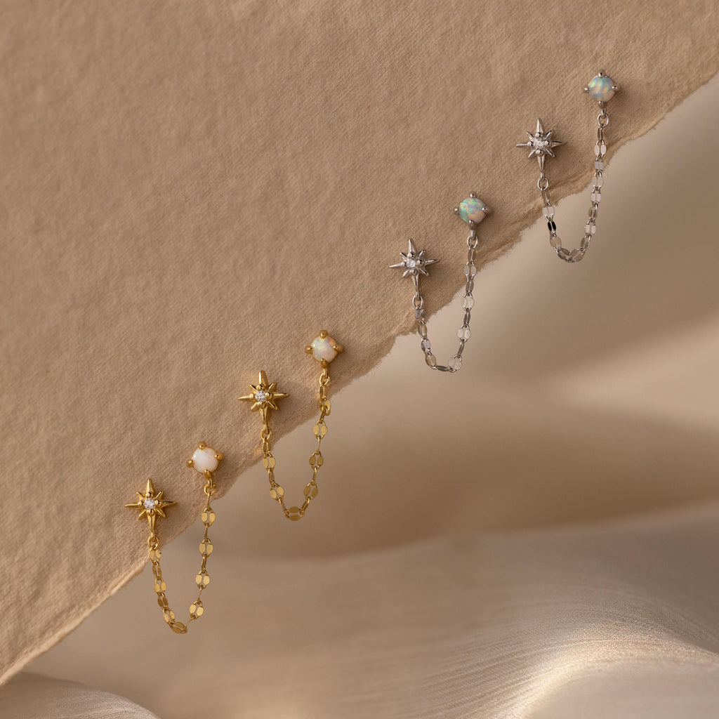 Opal & Star Duo Chain Studs