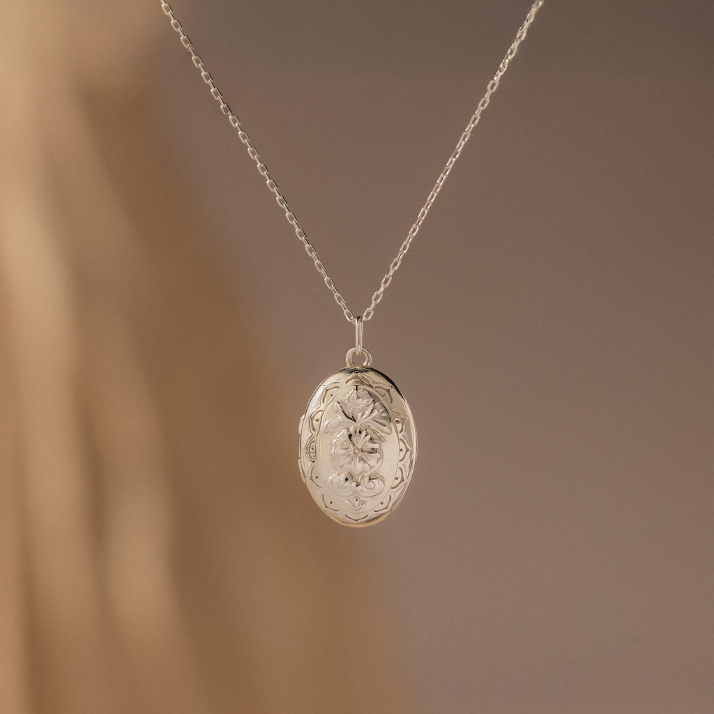 Floral Handwriting Locket Necklace
