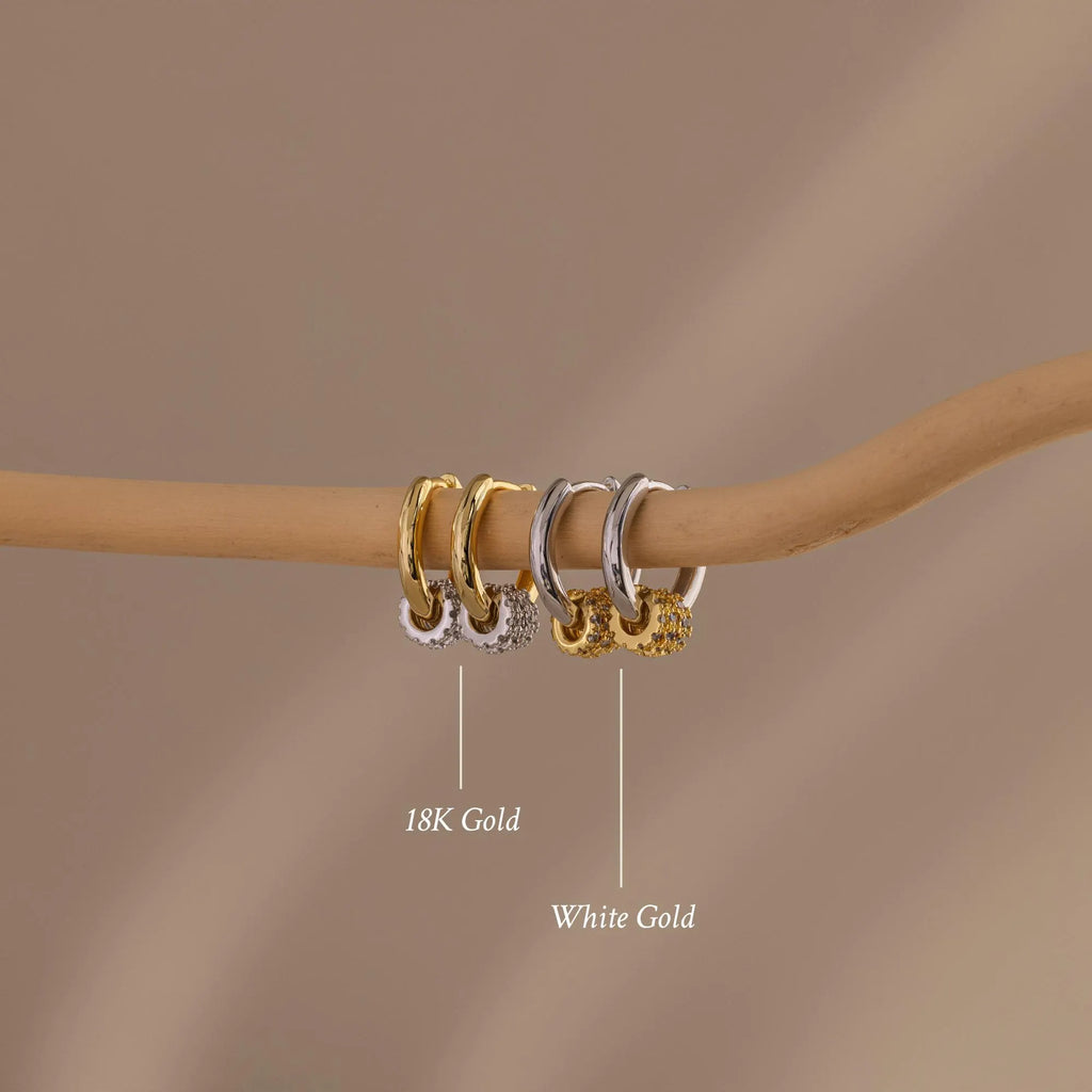Mixed Metal Pave Hoops