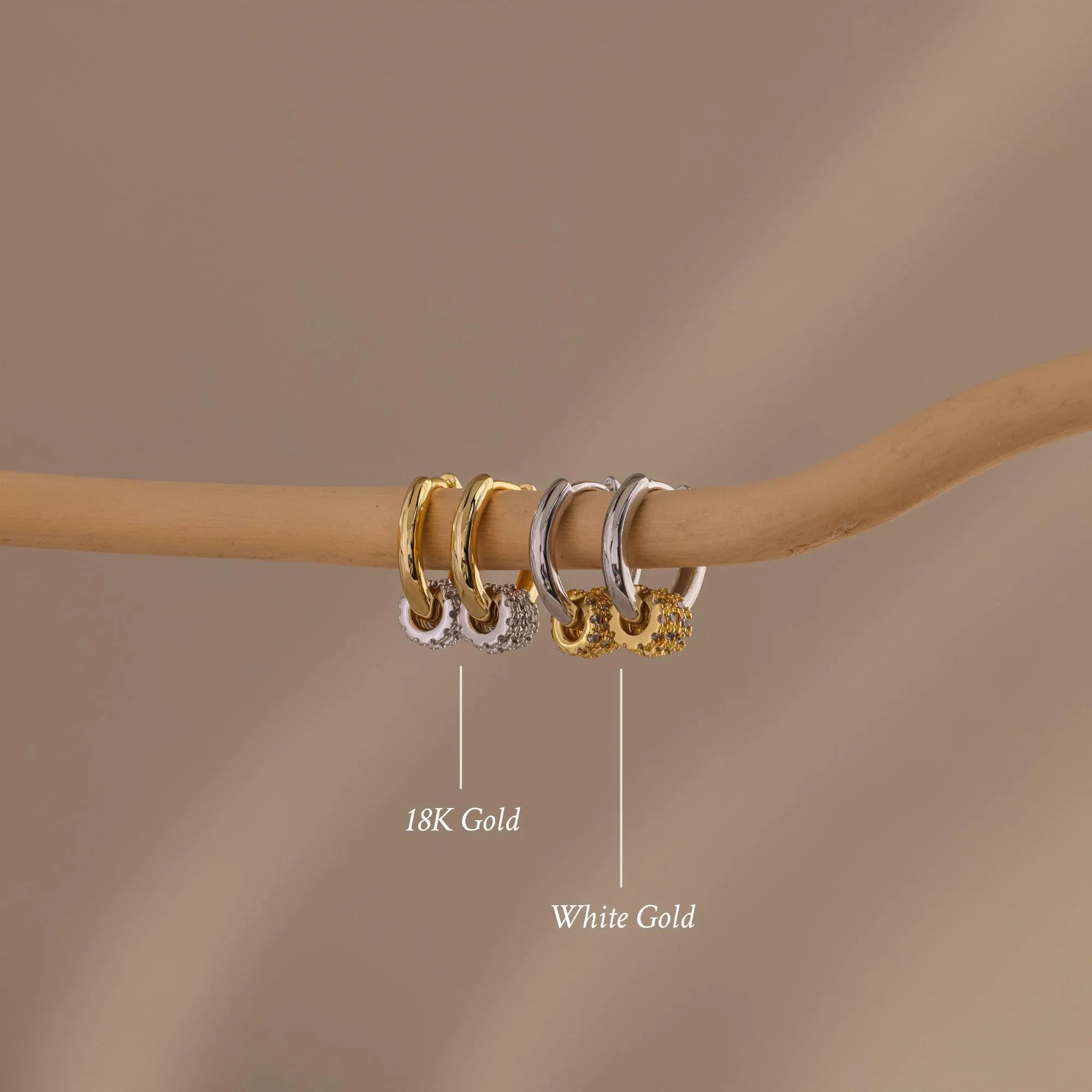 Mixed Metal Pave Hoops