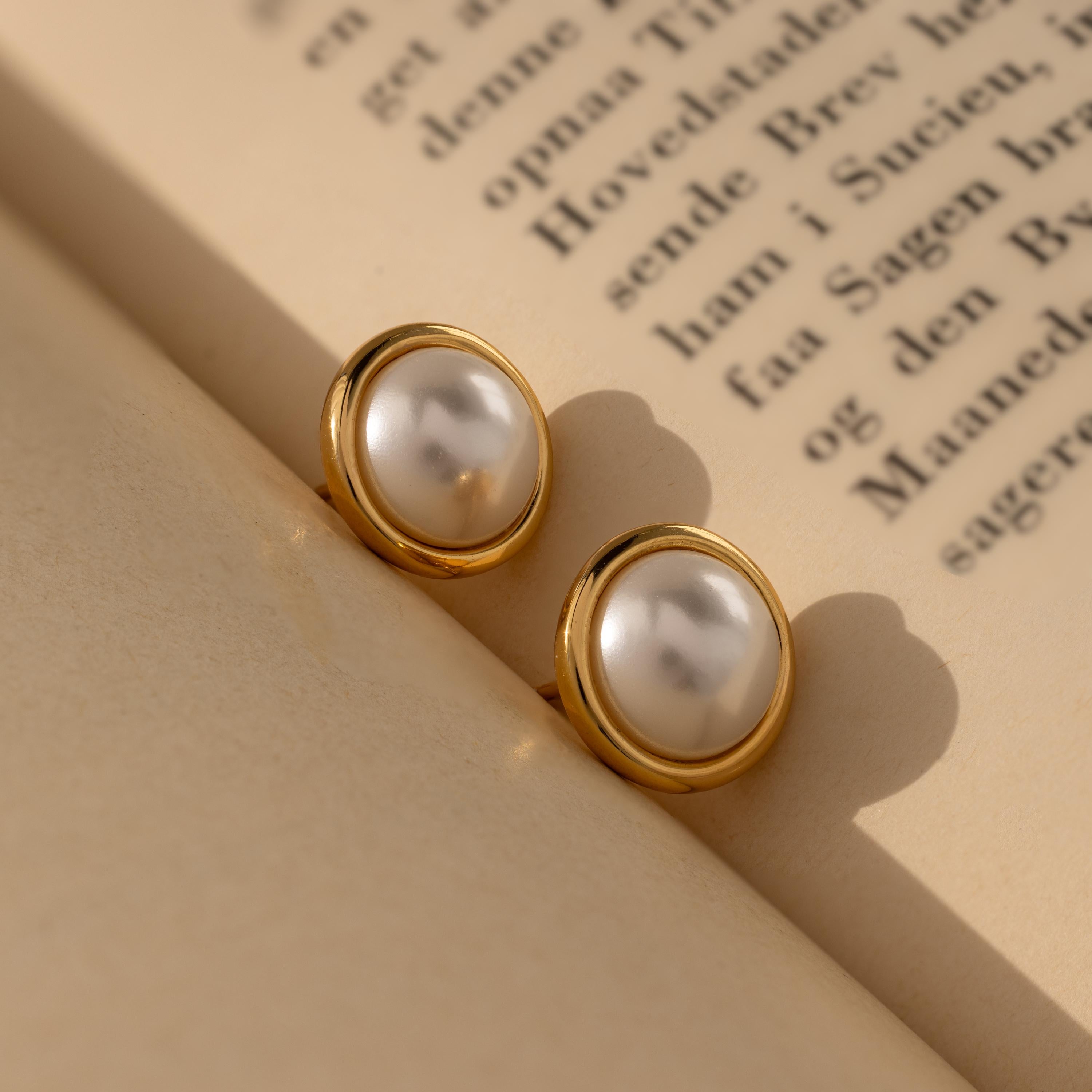 Pearl Bezel Studs