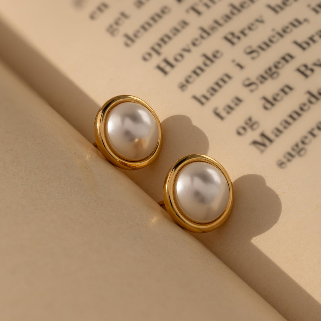 Pearl Bezel Studs