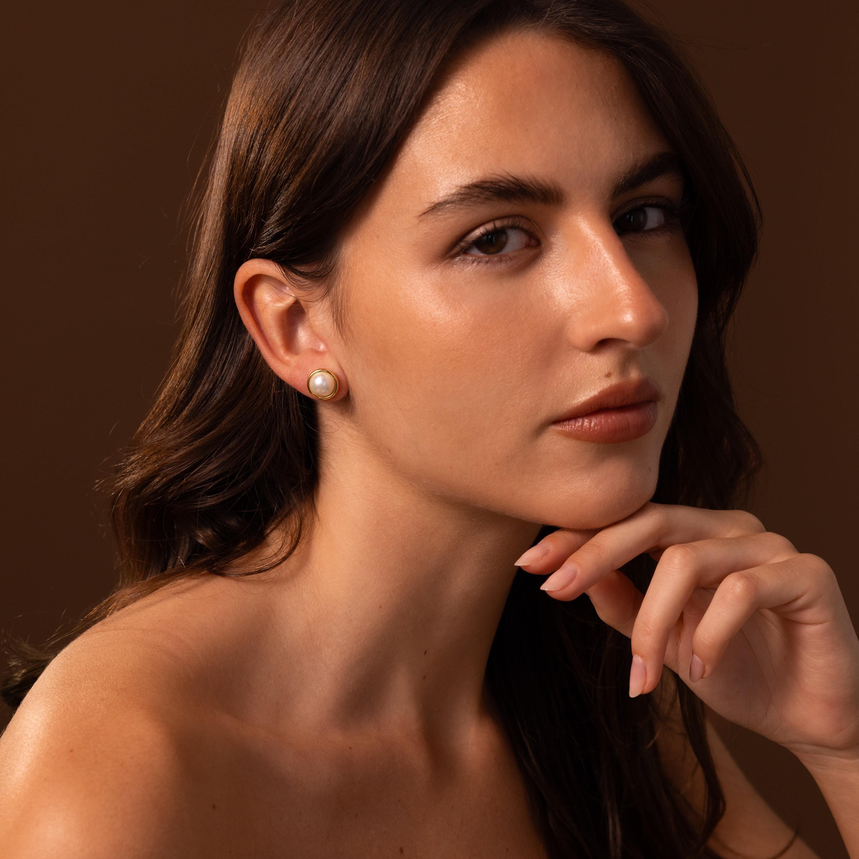 Pearl Bezel Studs