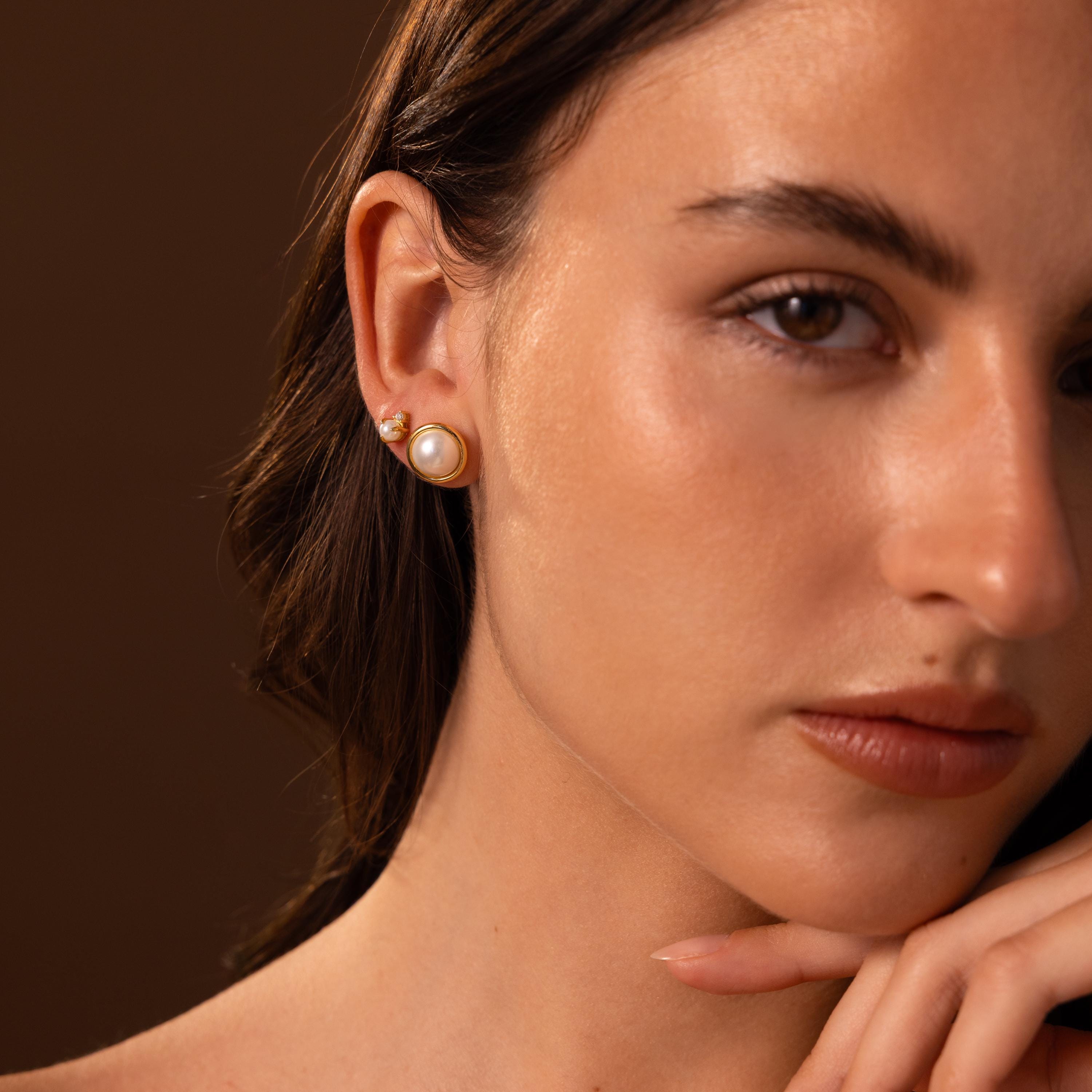 Pearl Bezel Studs
