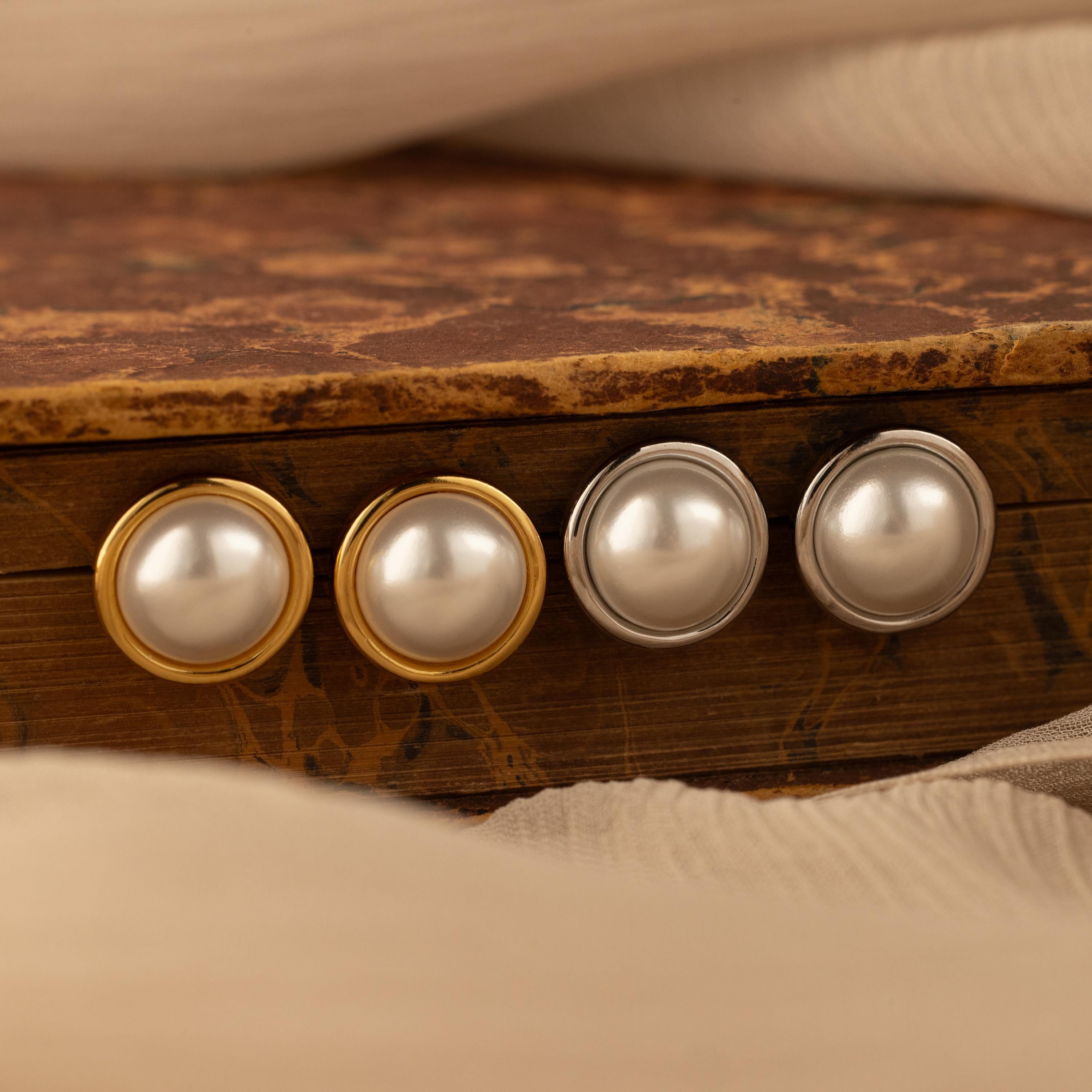 Pearl Bezel Studs