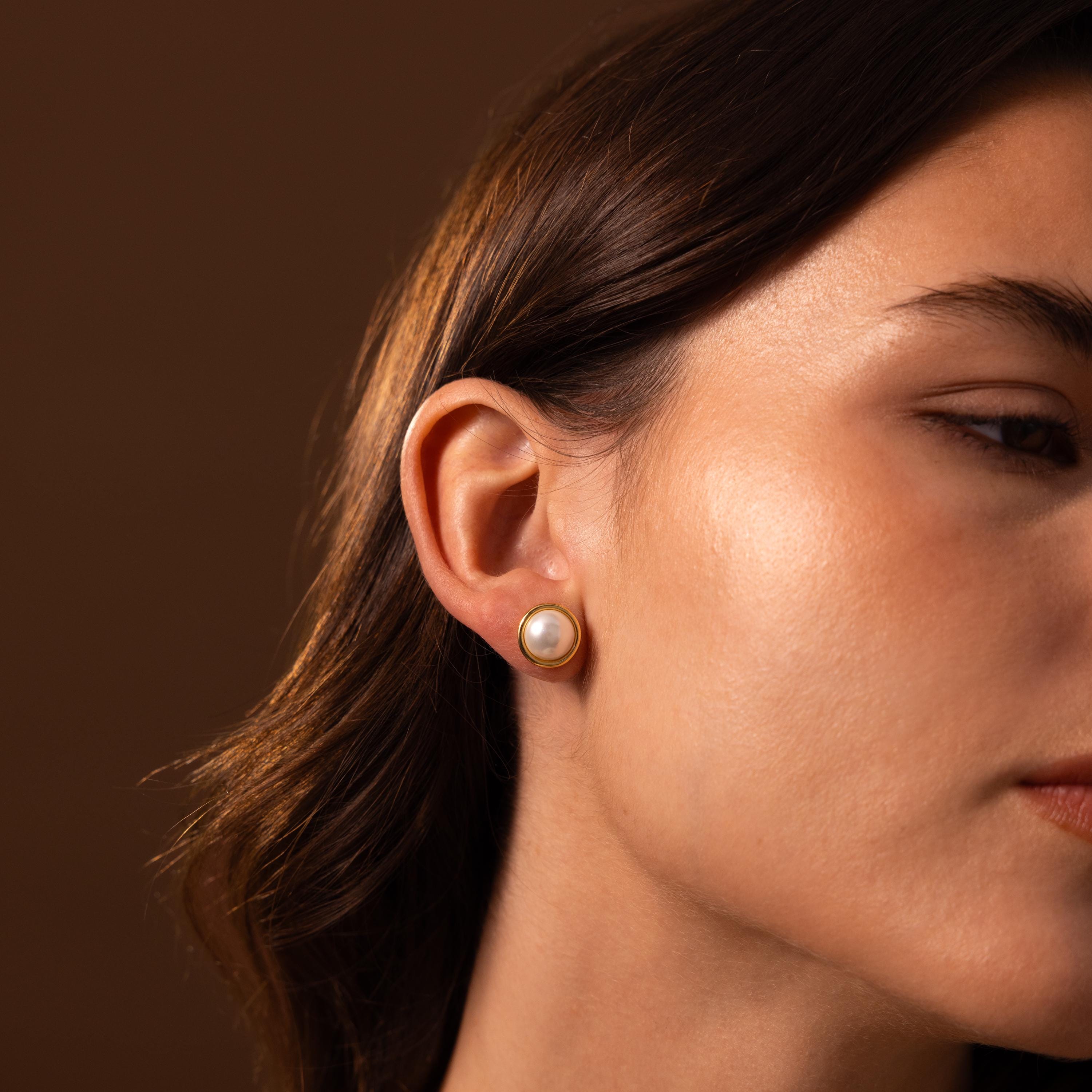 Pearl Bezel Studs