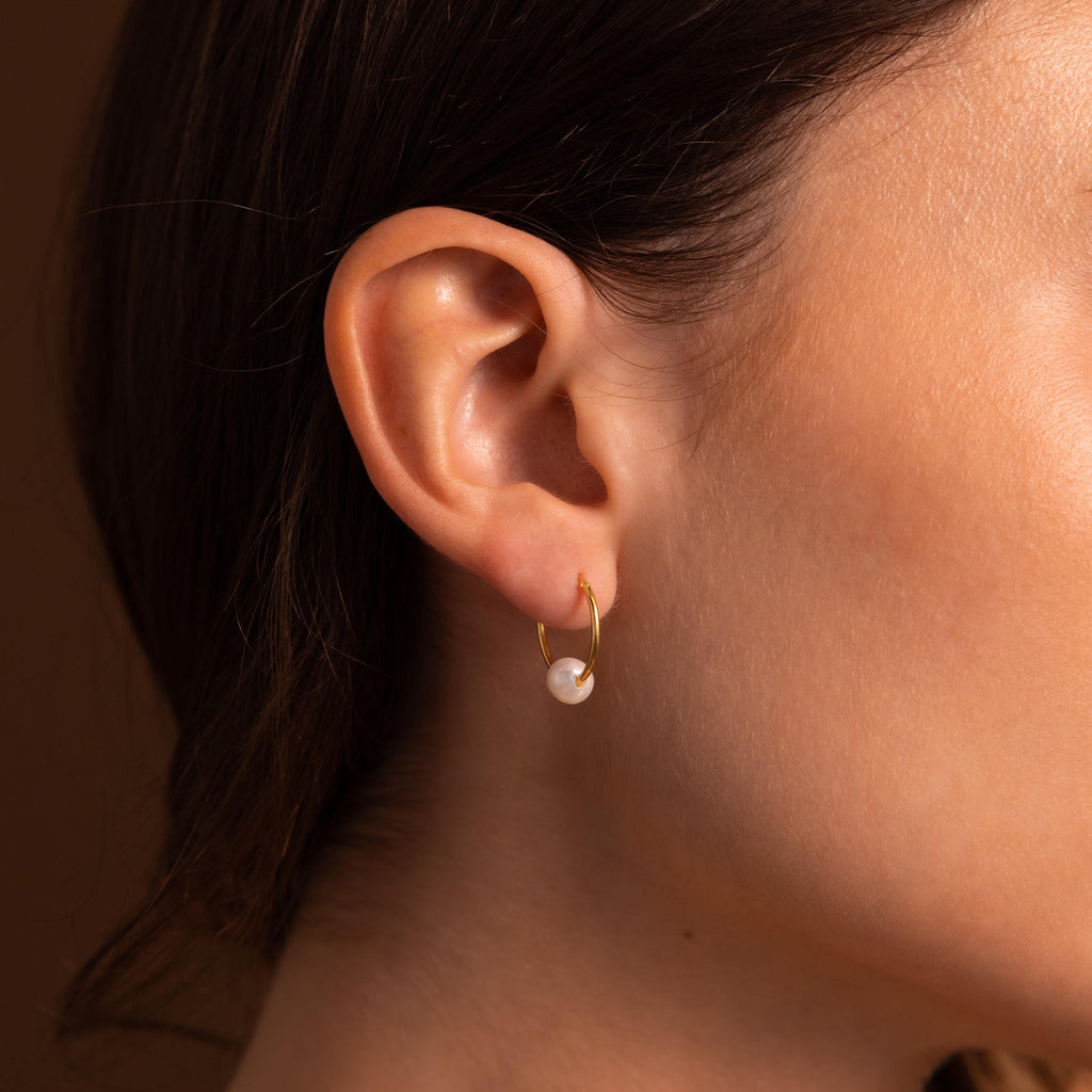 Round Pearl Hoops