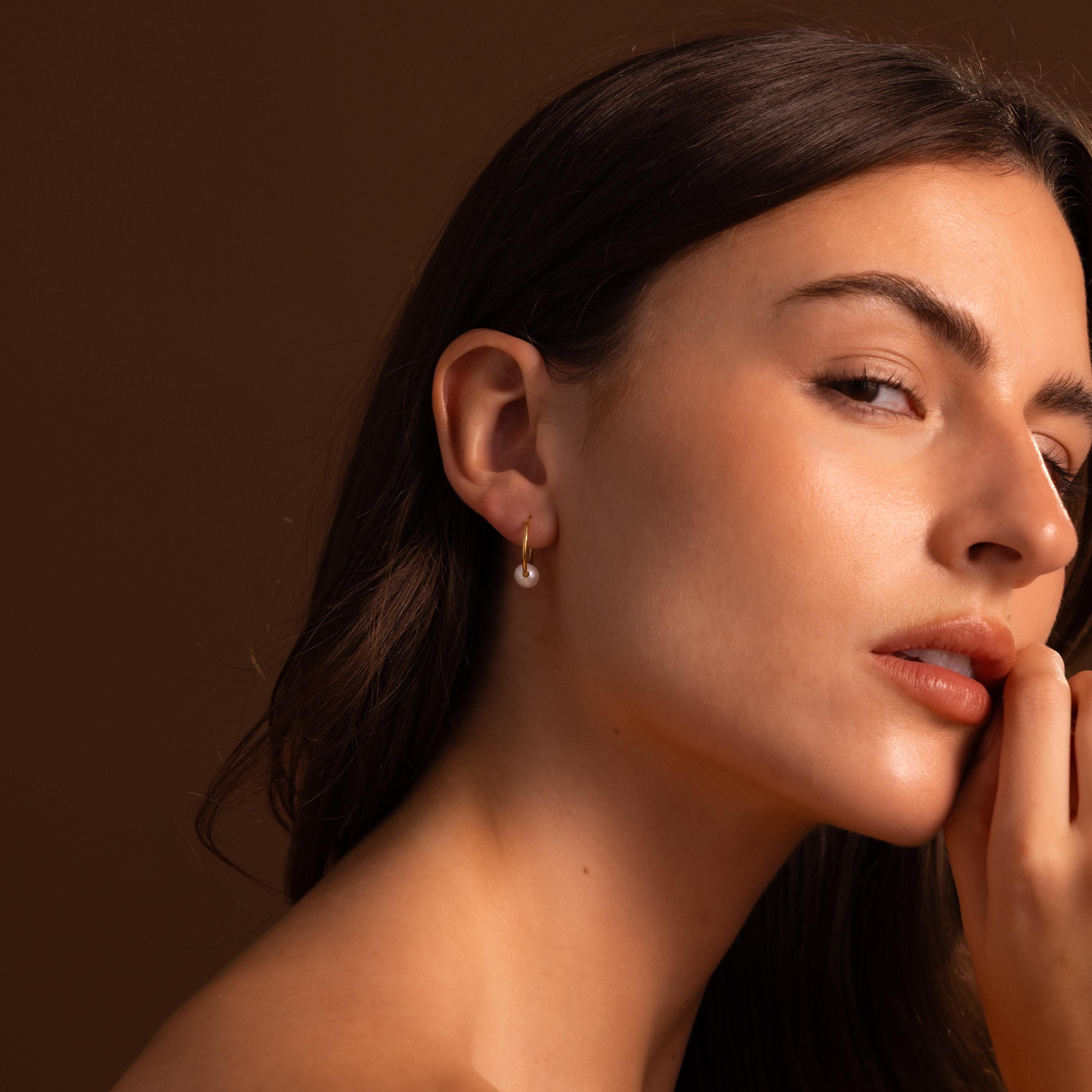 Round Pearl Hoops
