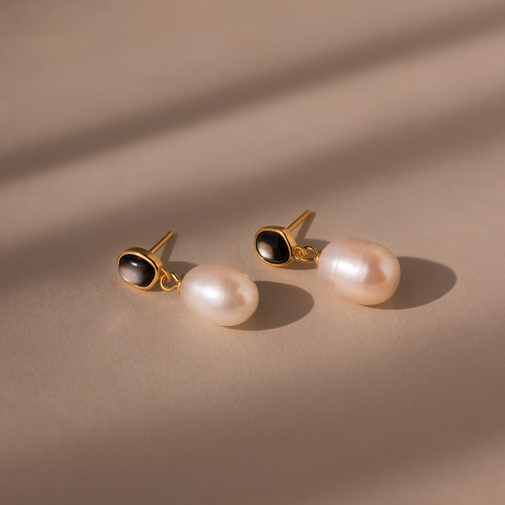 Midnight Pearl Drop Earrings