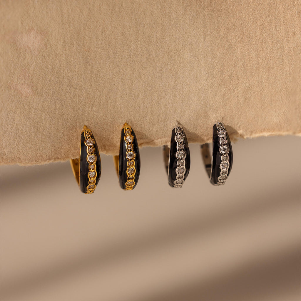 Noir Pave Dome Hoops