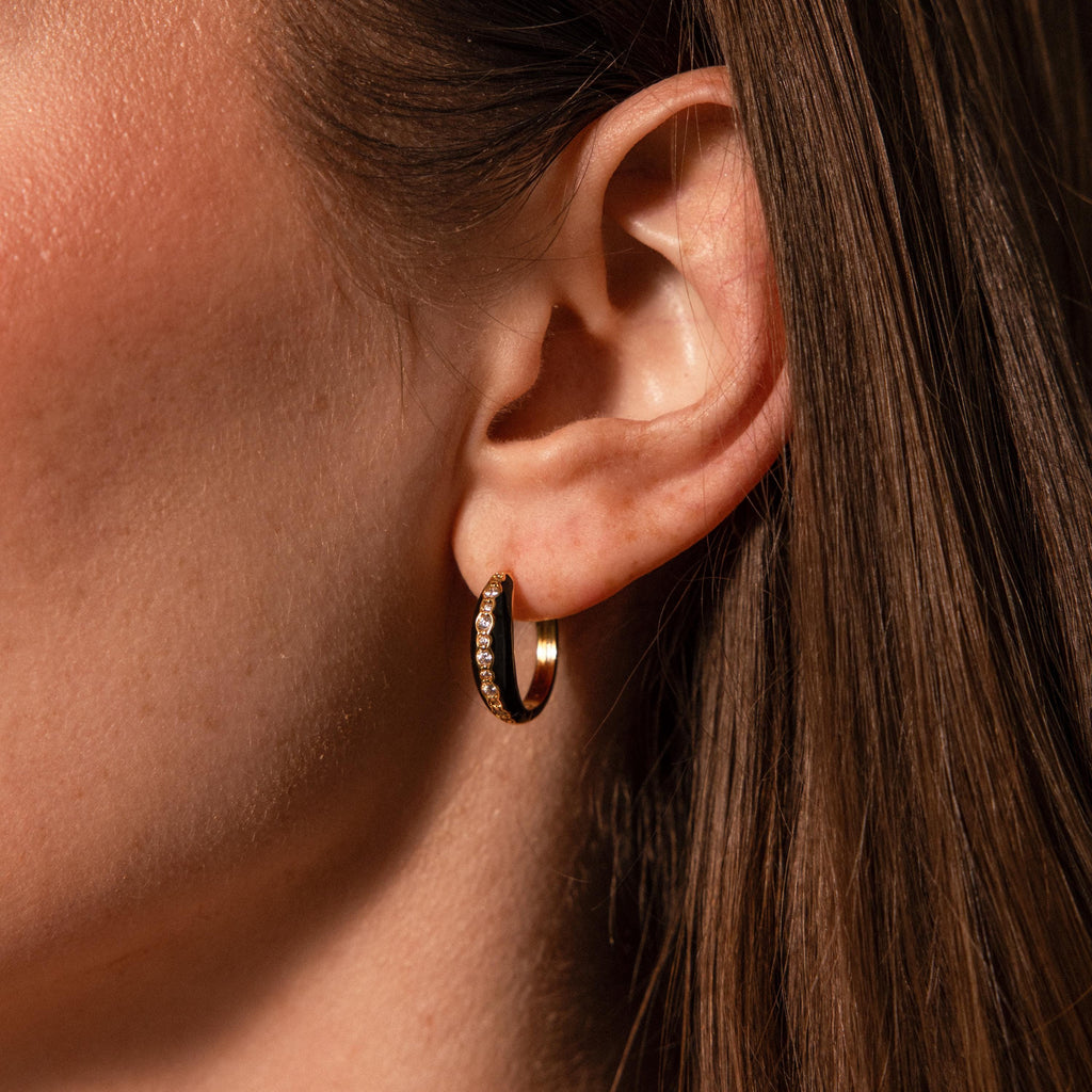 Noir Pave Dome Hoops