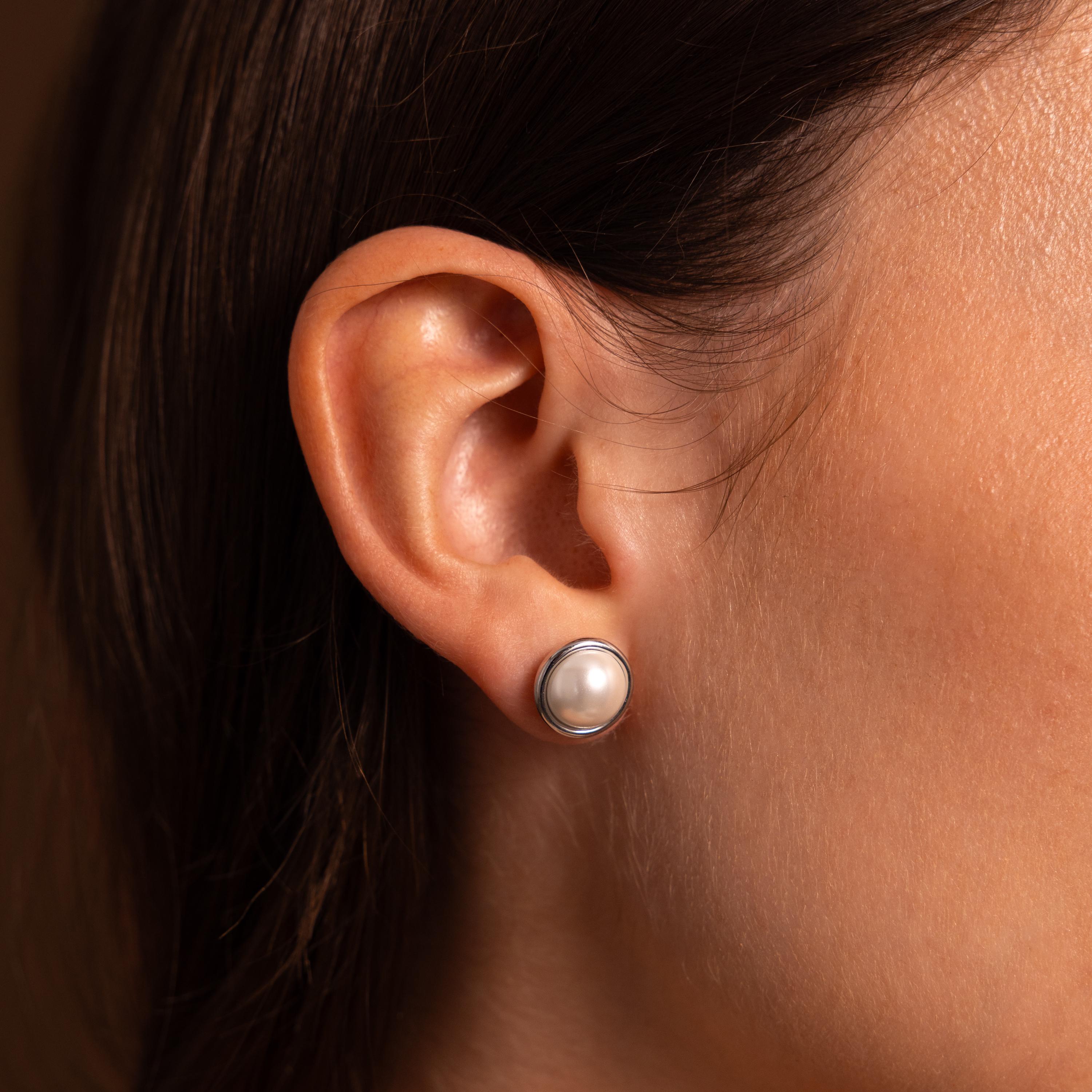 Pearl Bezel Studs