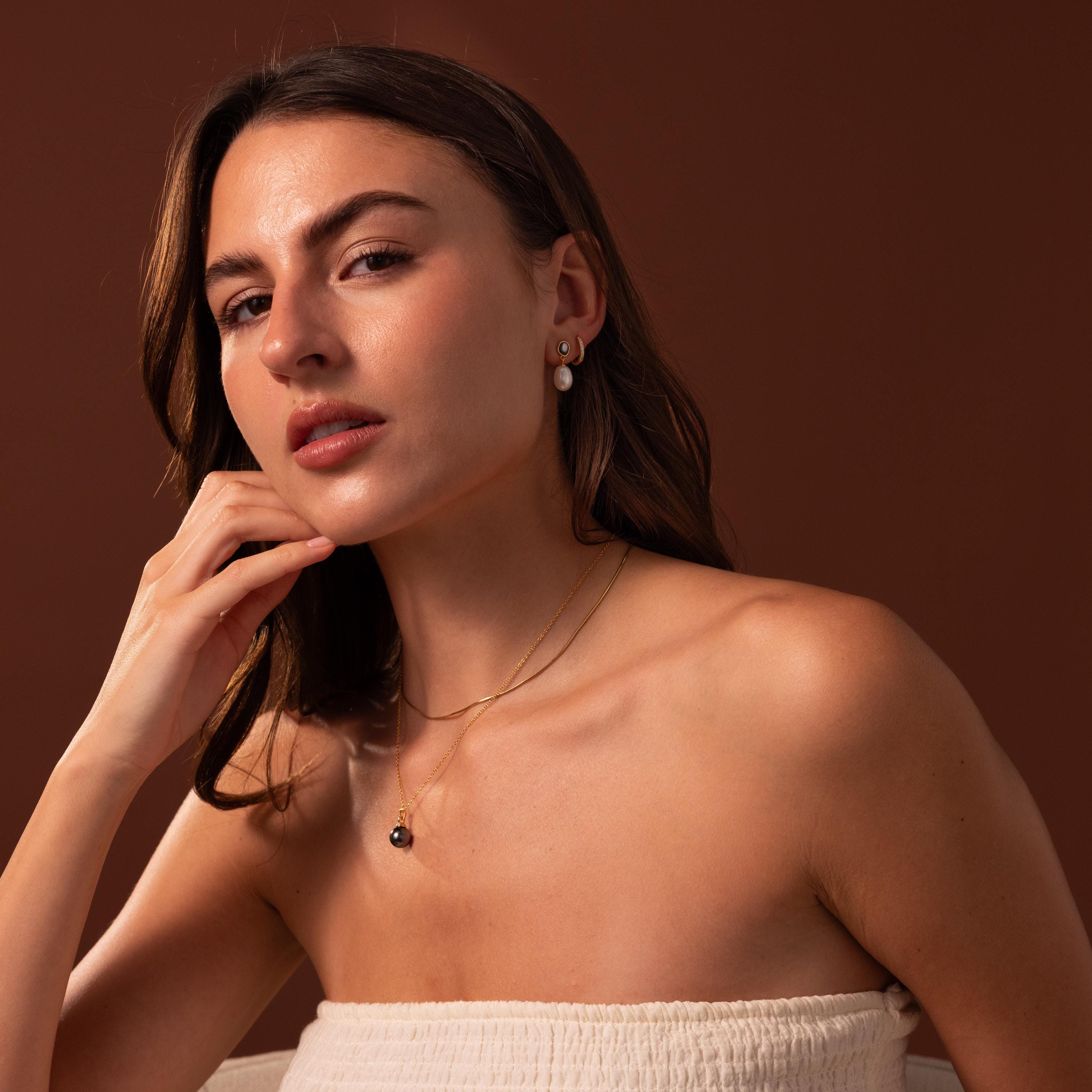 Midnight Pearl Drop Earrings
