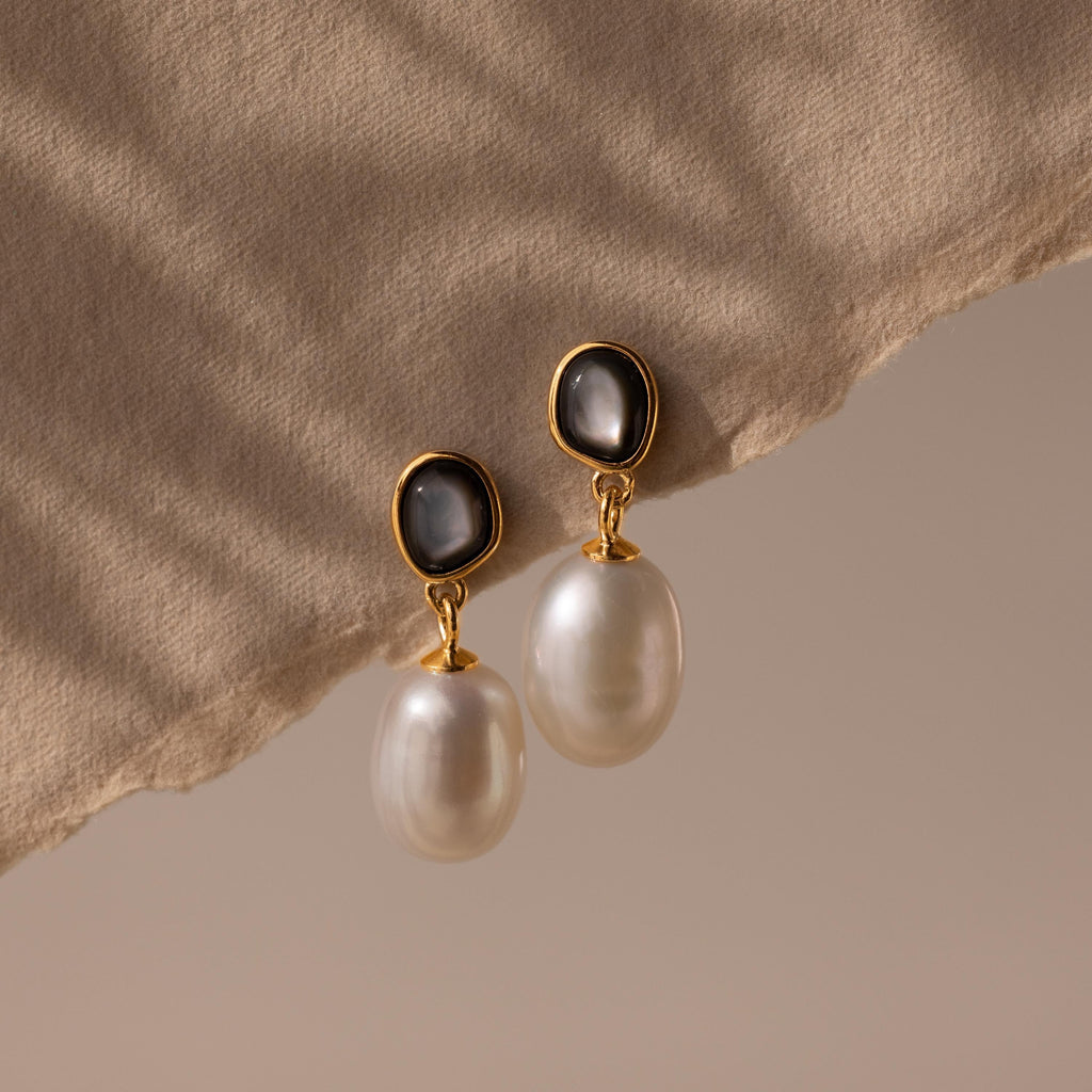 Midnight Pearl Drop Earrings