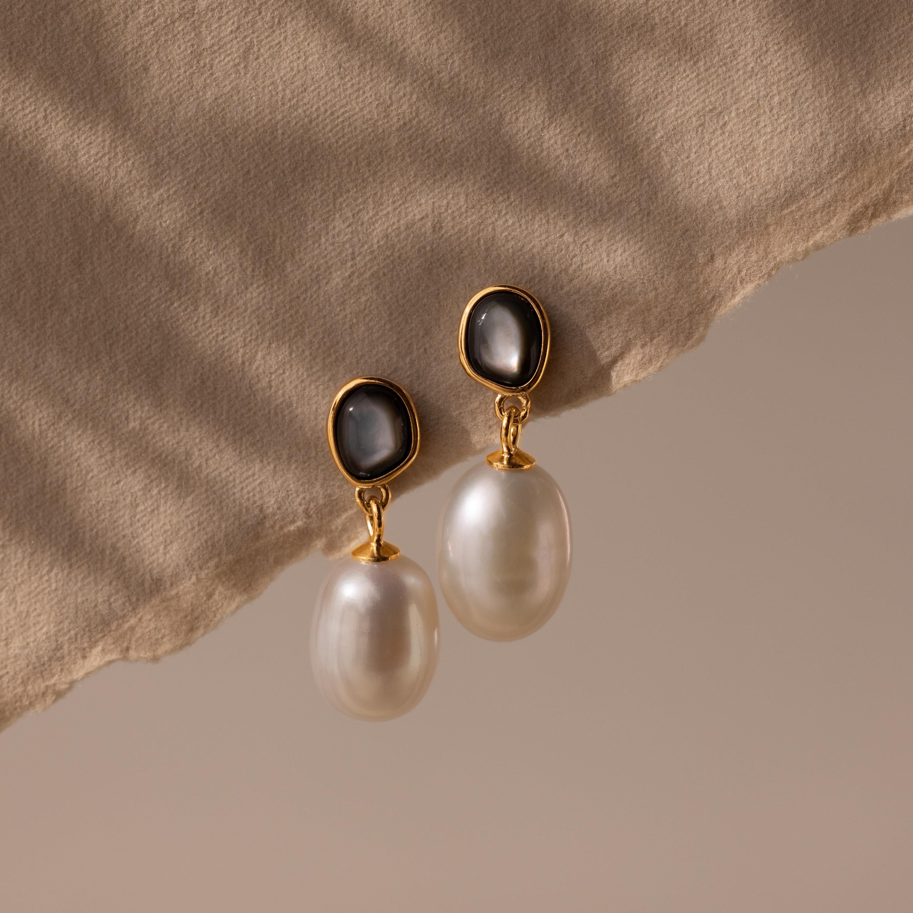 Midnight Pearl Drop Earrings