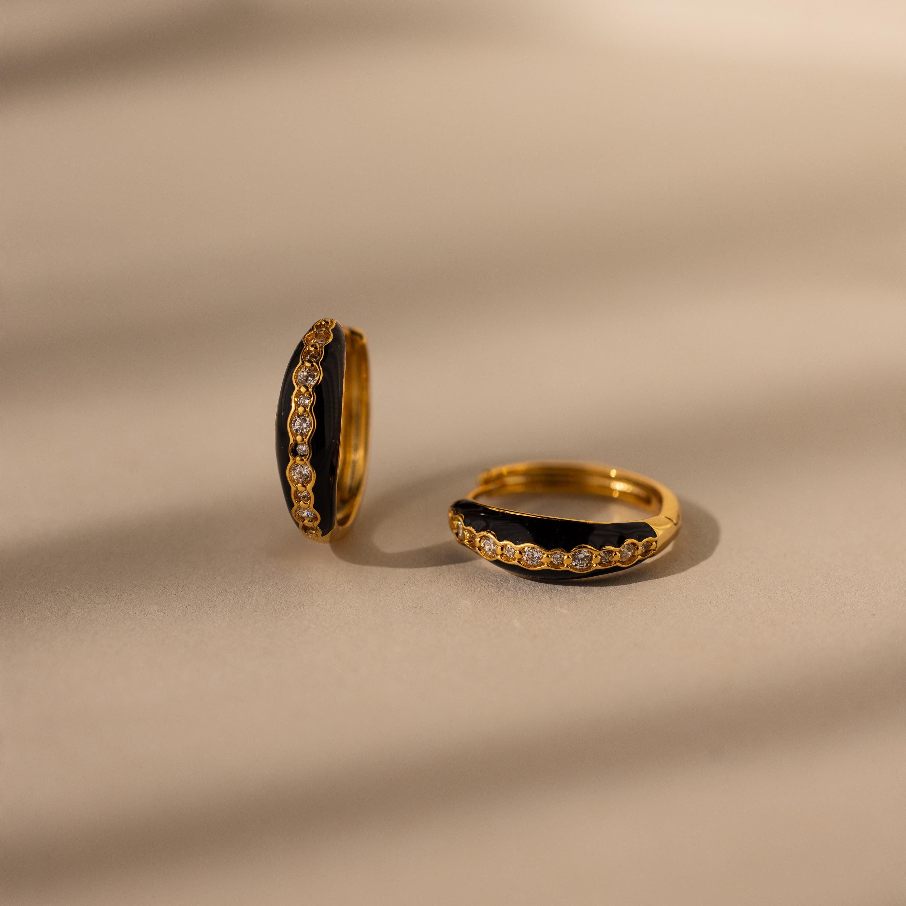 Noir Pave Dome Hoops