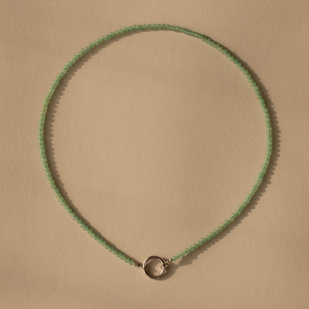 Beaded Jade Charm Necklace