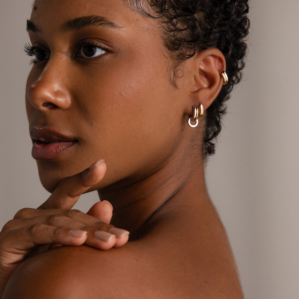 Mixed Metal Circle Hoops