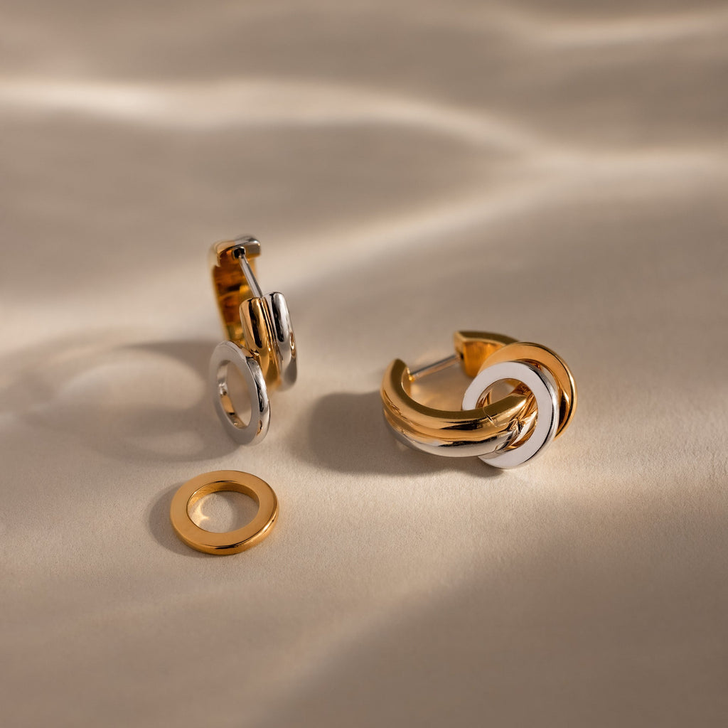 Mixed Metal Circle Hoops
