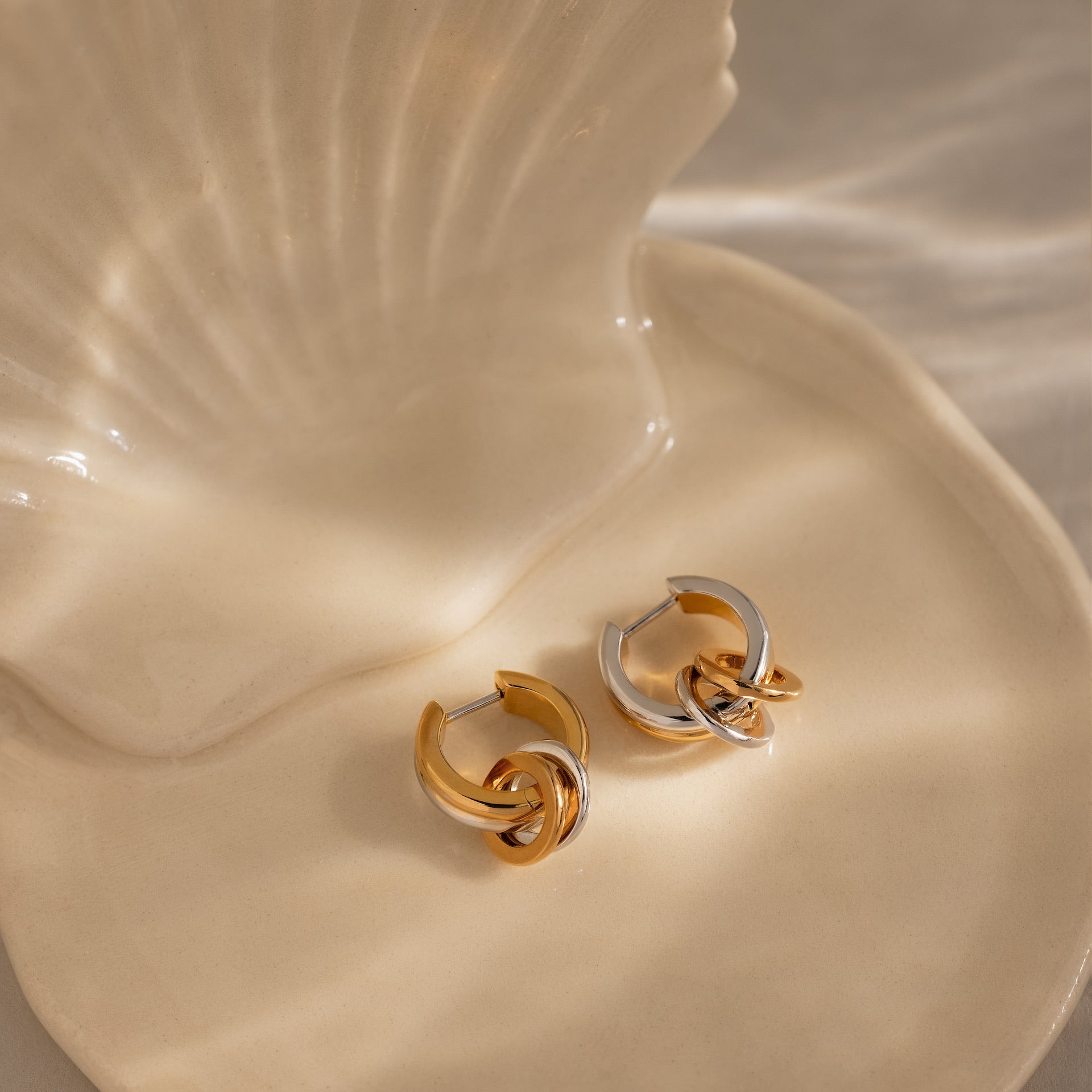 Mixed Metal Circle Hoops