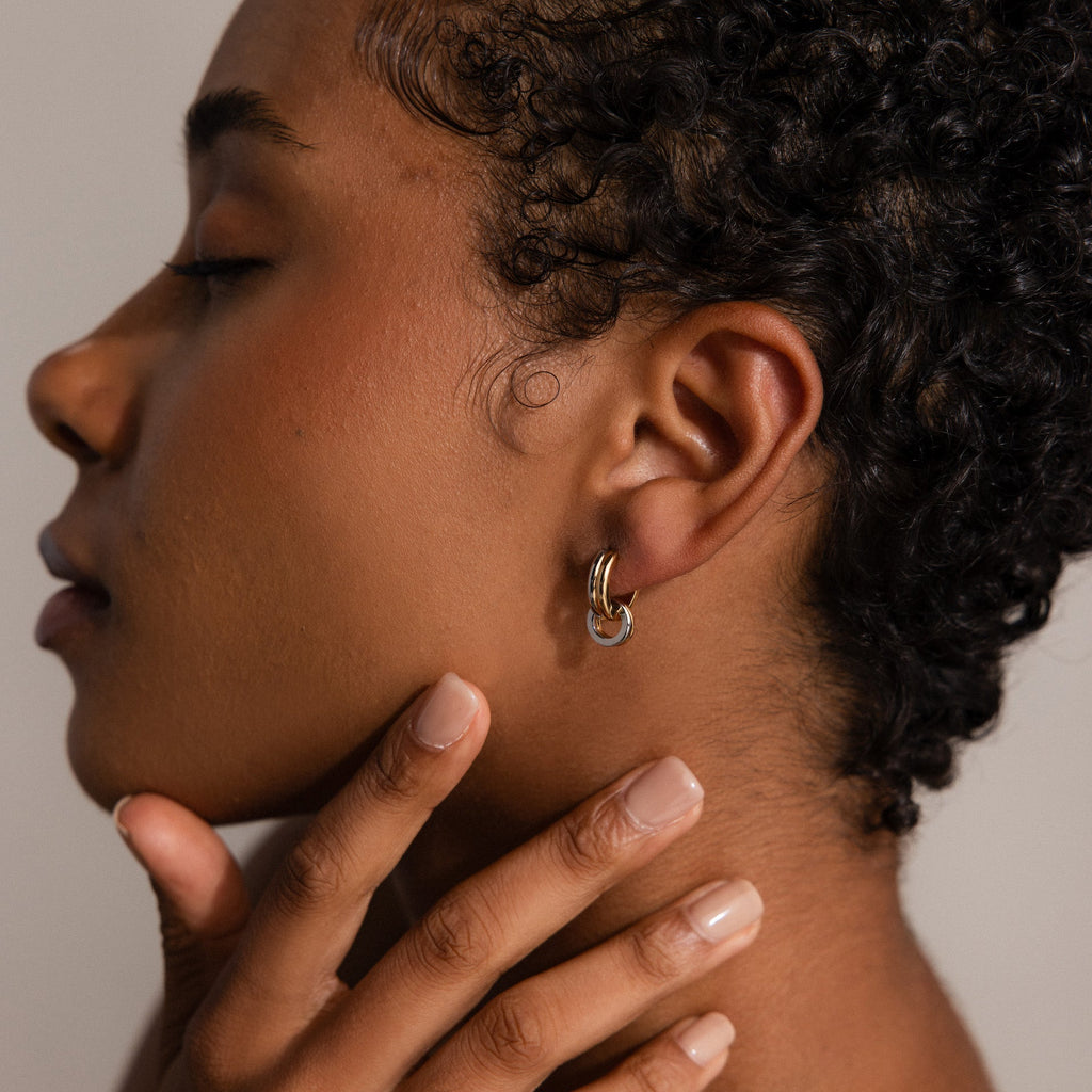 Mixed Metal Circle Hoops