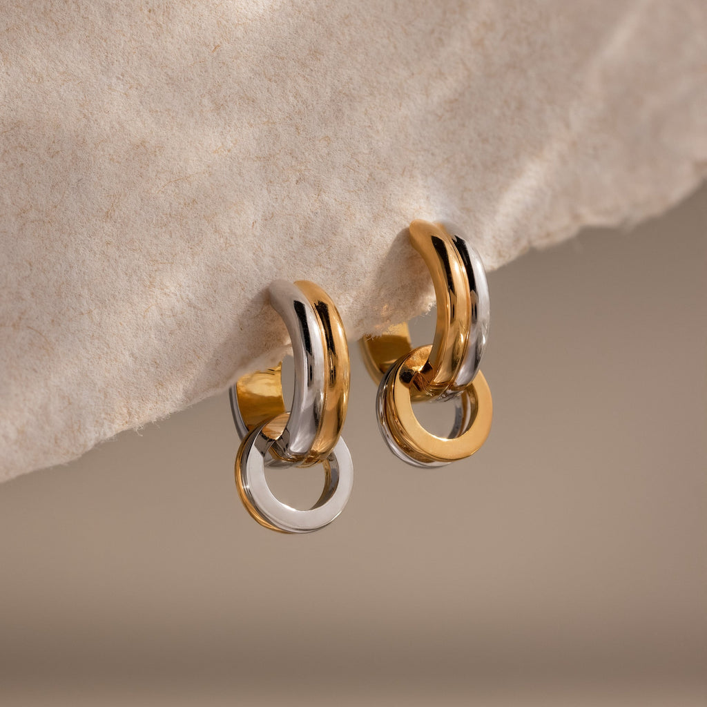 Mixed Metal Circle Hoops