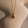 Ribbed Birthstone Pendant Necklace