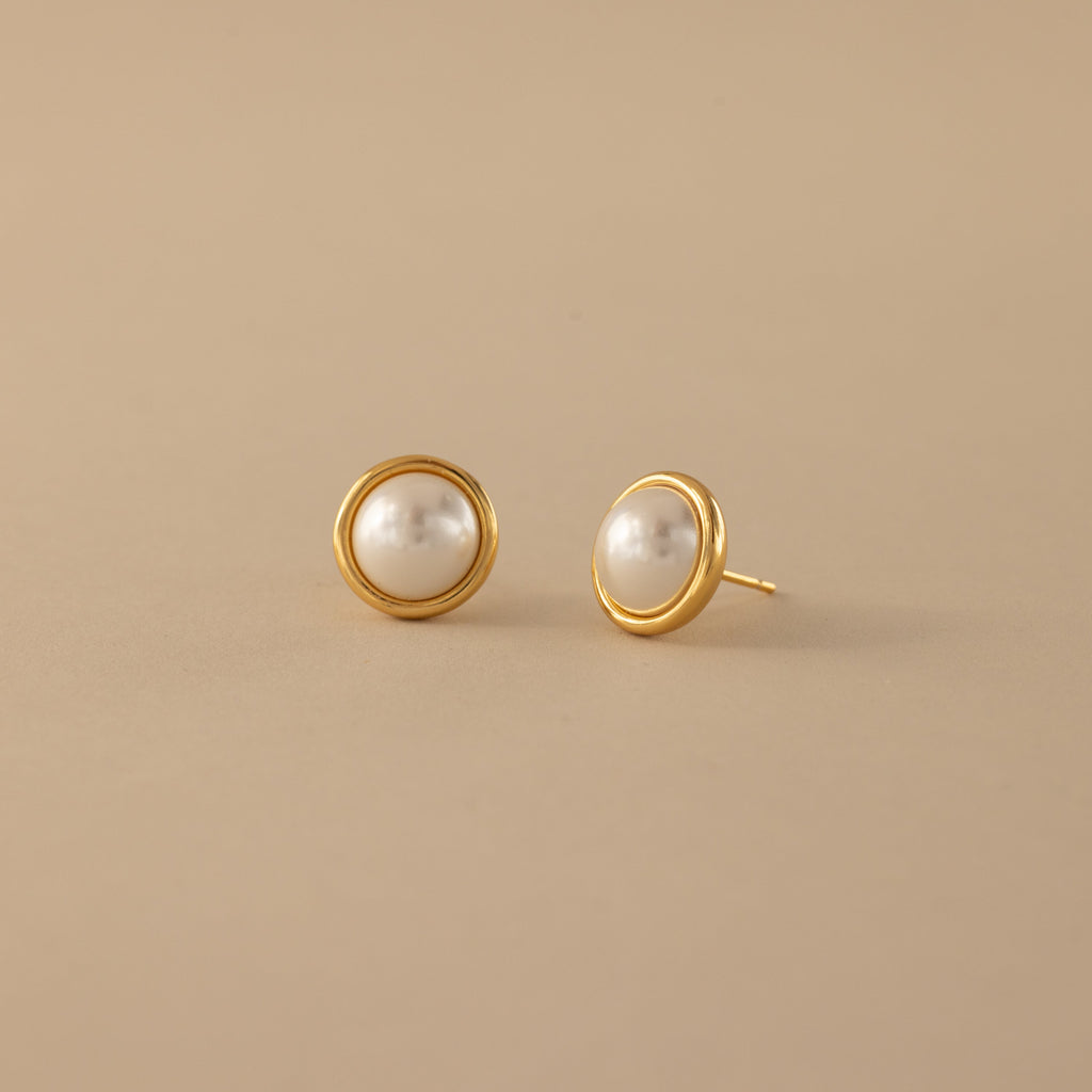 Pearl Bezel Studs
