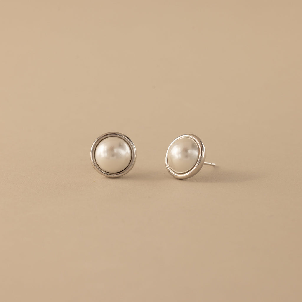 Pearl Bezel Studs