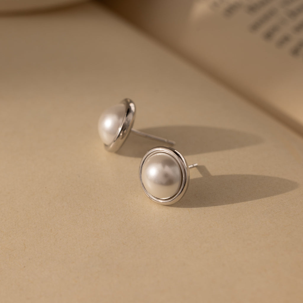 Pearl Bezel Studs