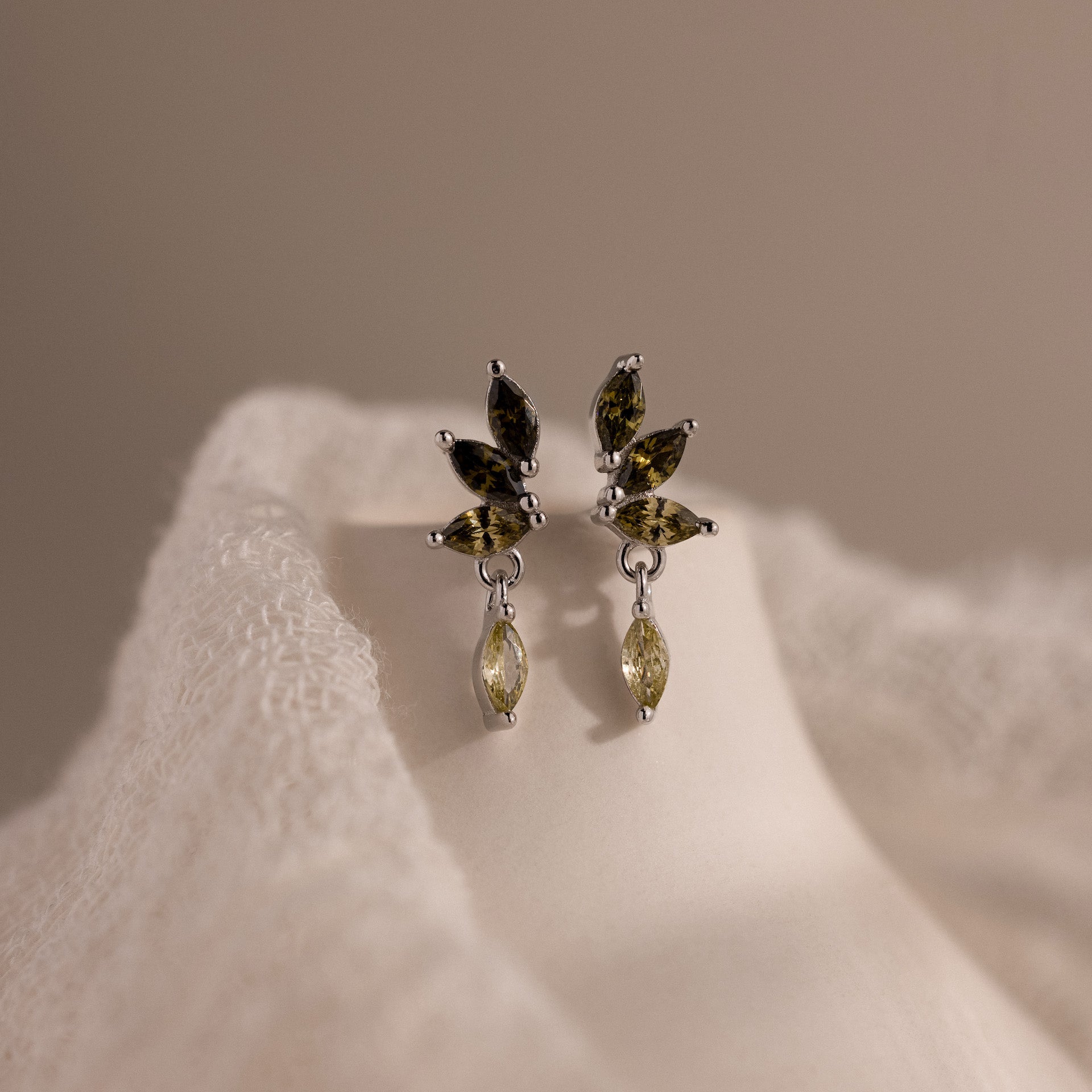 Peridot Marquise Drop Studs