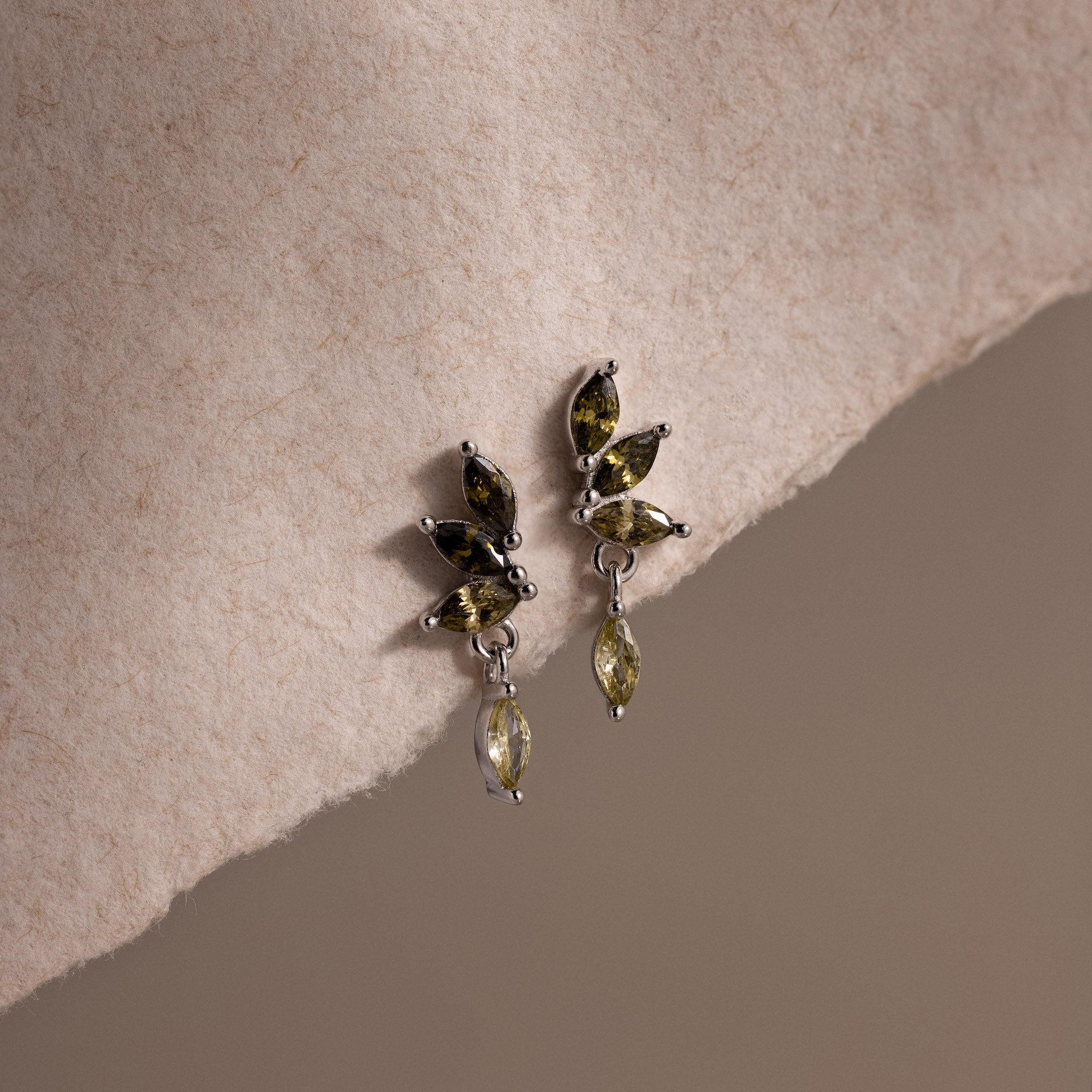 Peridot Marquise Drop Studs