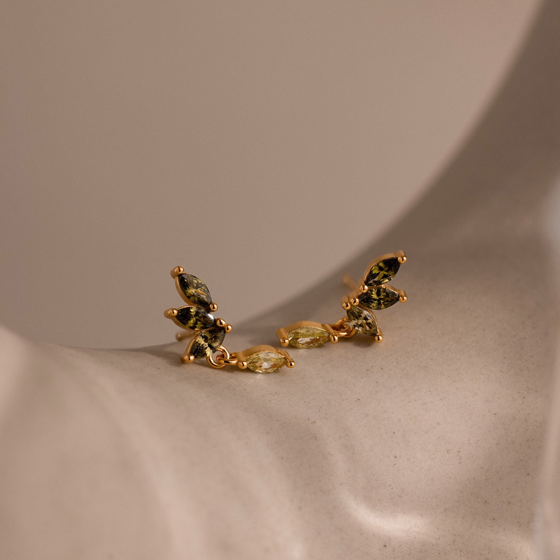 Peridot Marquise Drop Studs
