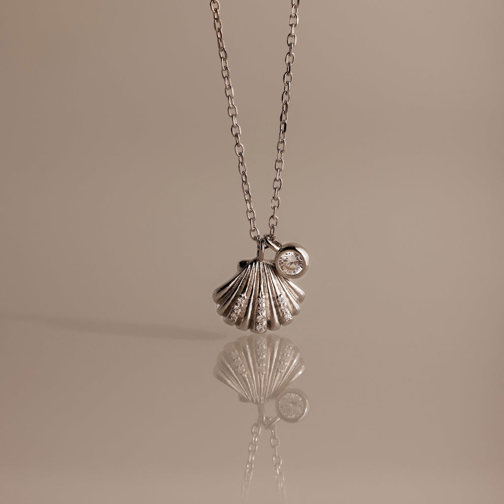 Diamond Seashell Charm Necklace