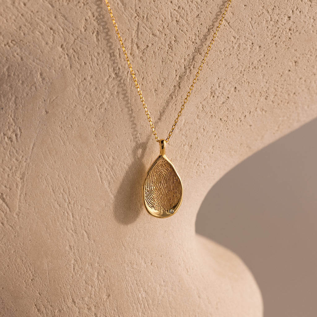 Organic Fingerprint Teardrop Necklace