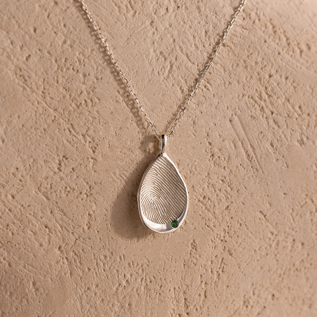 Organic Fingerprint Teardrop Necklace