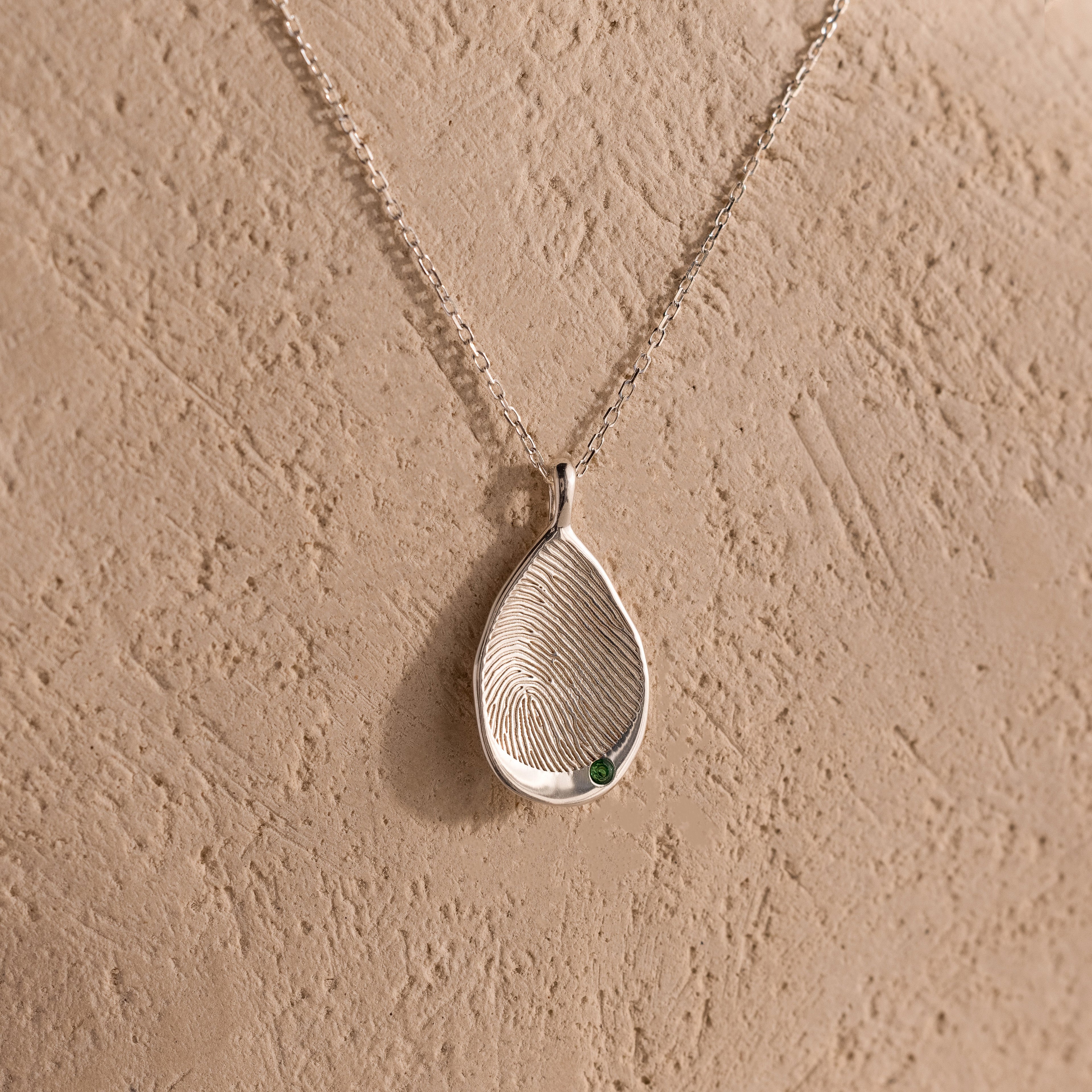 Organic Fingerprint Teardrop Necklace