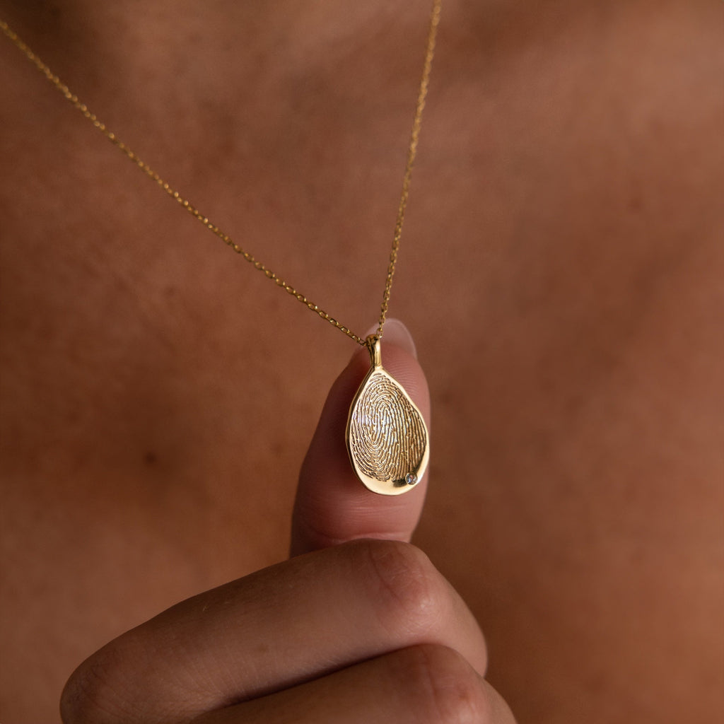 Organic Fingerprint Teardrop Necklace