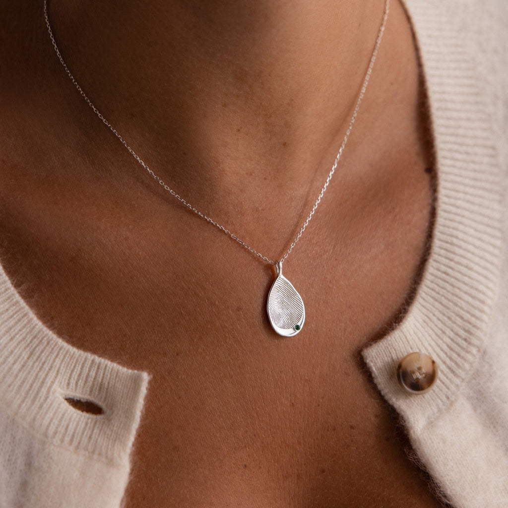 Organic Fingerprint Teardrop Necklace