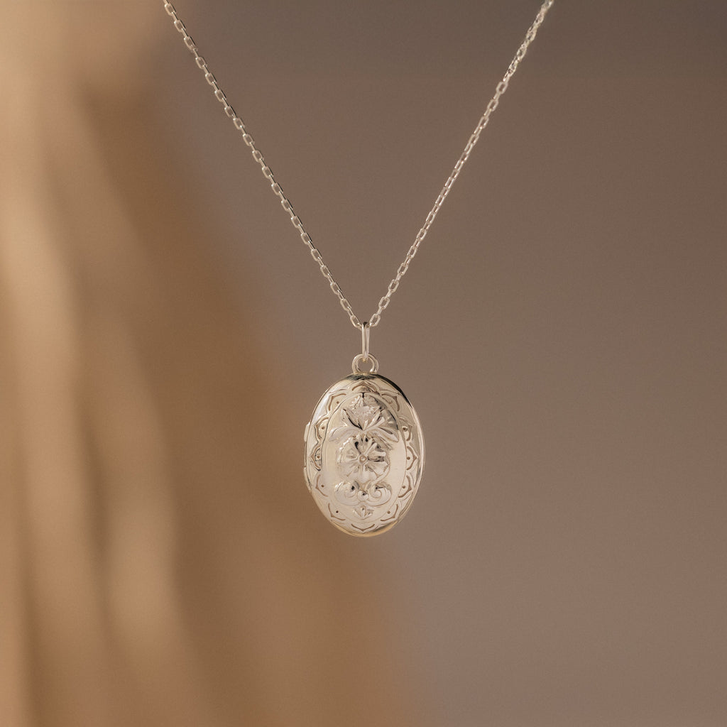 Floral Handwriting Locket Necklace