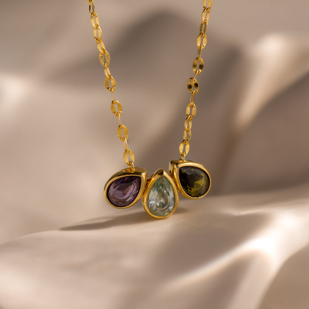 Multiple Teardrop Birthstone Necklace