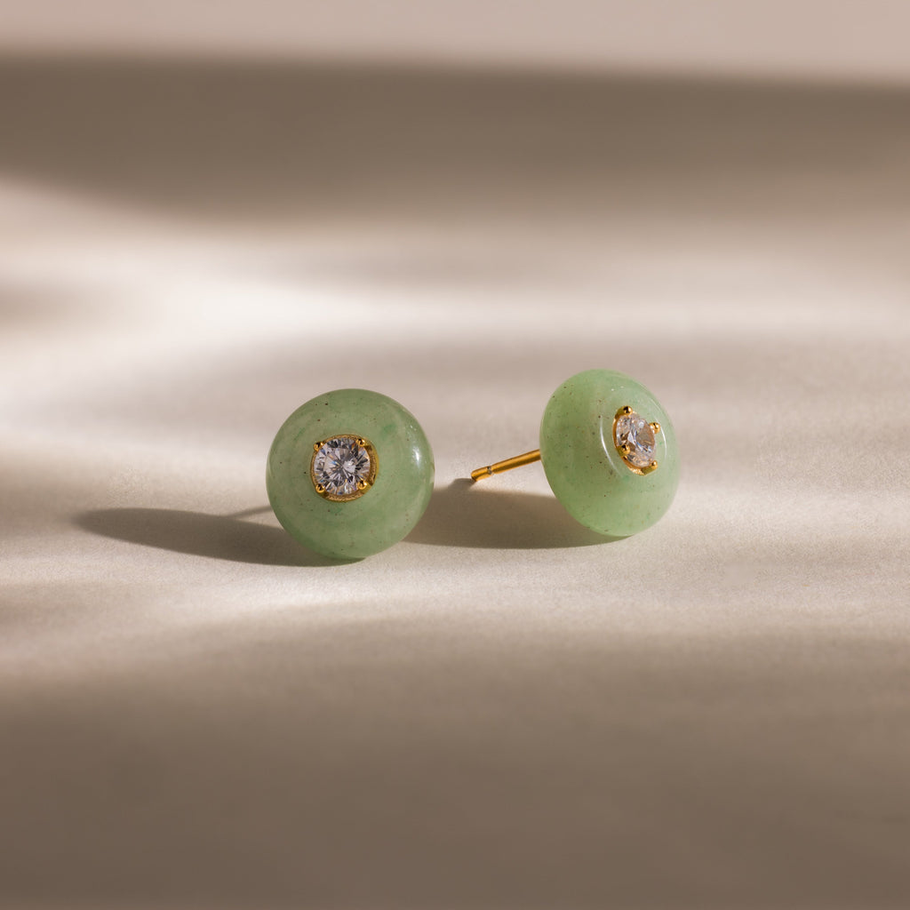 Jade Diamond Studs