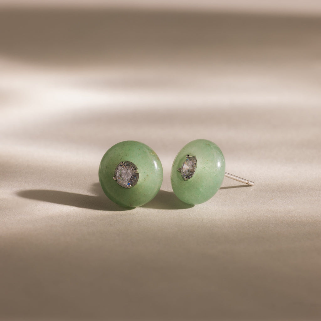 Jade Diamond Studs